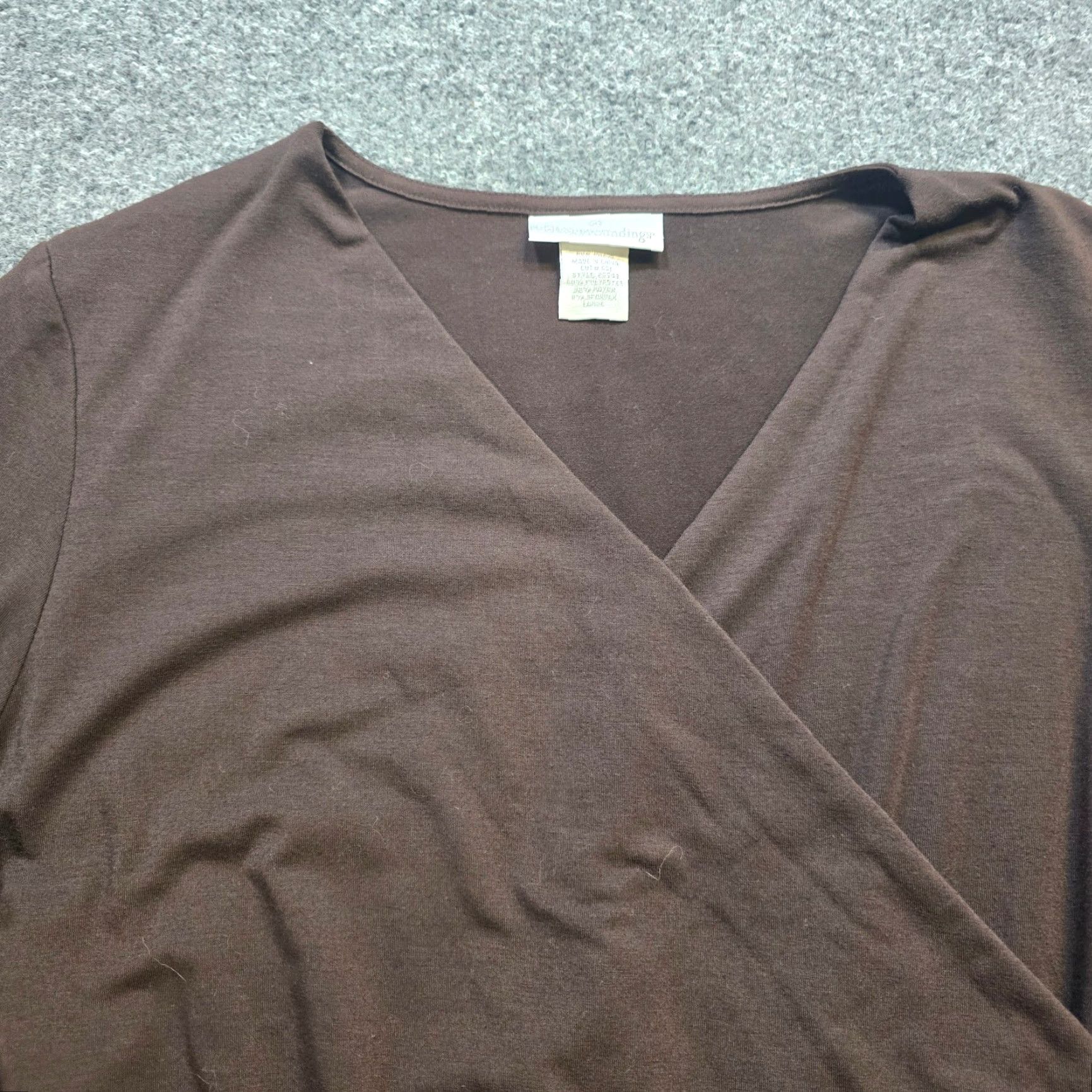 Soft Surroundings Soft Surroundings Blouse Shirt Women Large Brown V-Neck Long Sleeve Casual Vintage Size L / US 10 / IT 46 - 2 Thumbnail