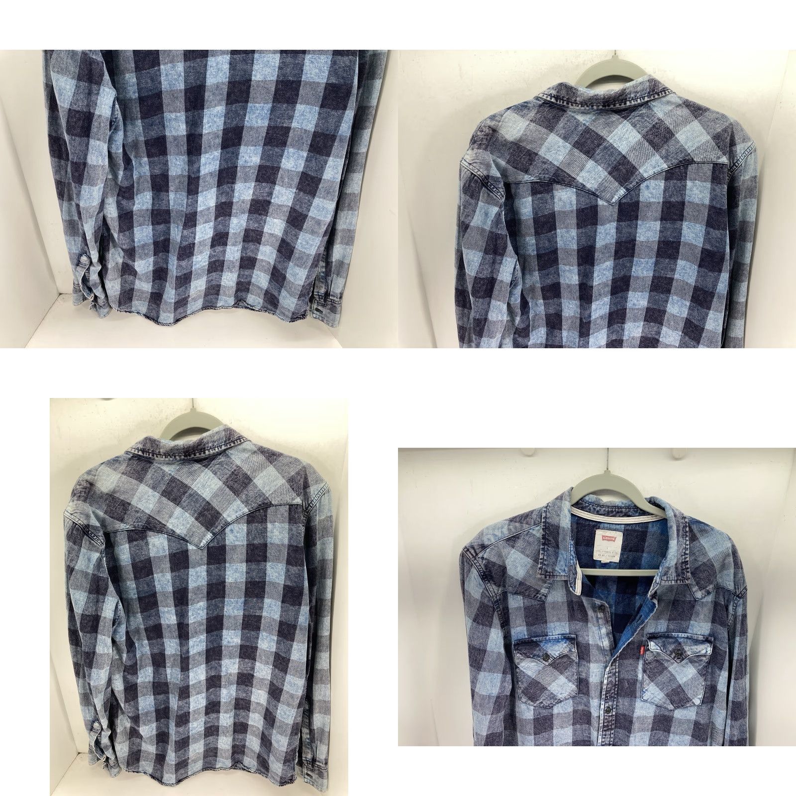 Levi's Levi's Shirt Men L Indigo Blue Plaid Button Long Sleeve Cotton Casual Slim Fit Crew Neck? Size US L / EU 52-54 / 3 - 8 Thumbnail