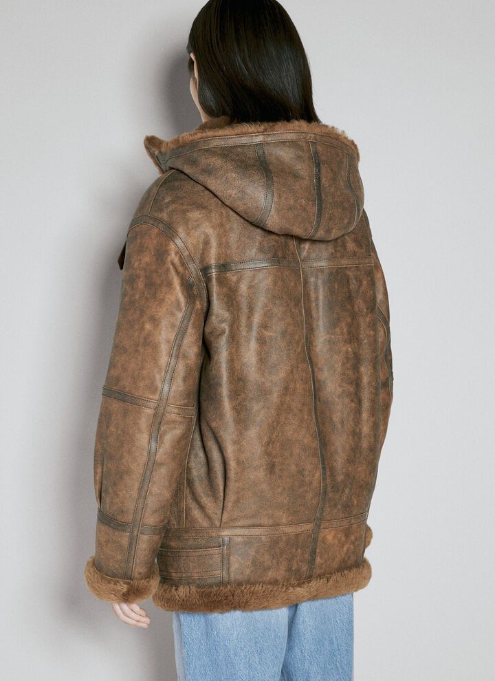 Saint Laurent Paris o1bcso1str1224 Oversized Jacket In Aged Lambskin in Brown Size M / US 6-8 / IT 42-44 - 5 Thumbnail