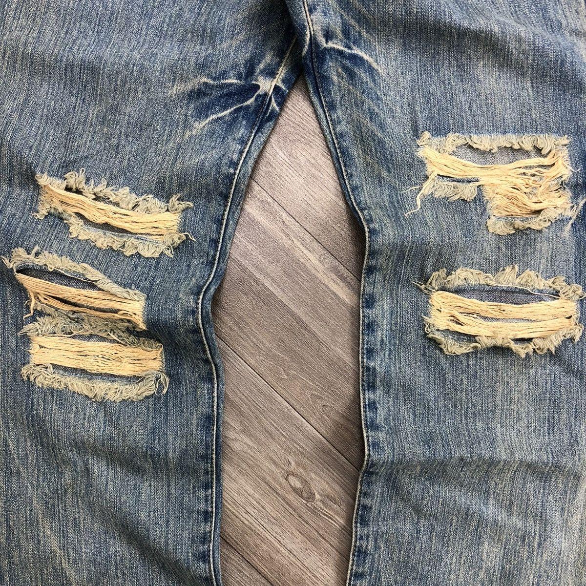 If Six Was Nine × Japanese Brand 2000s Crazy Distressed Point Loma I ❤️ Surf Baggy Jeans LGB Size US 31 - 7 Thumbnail