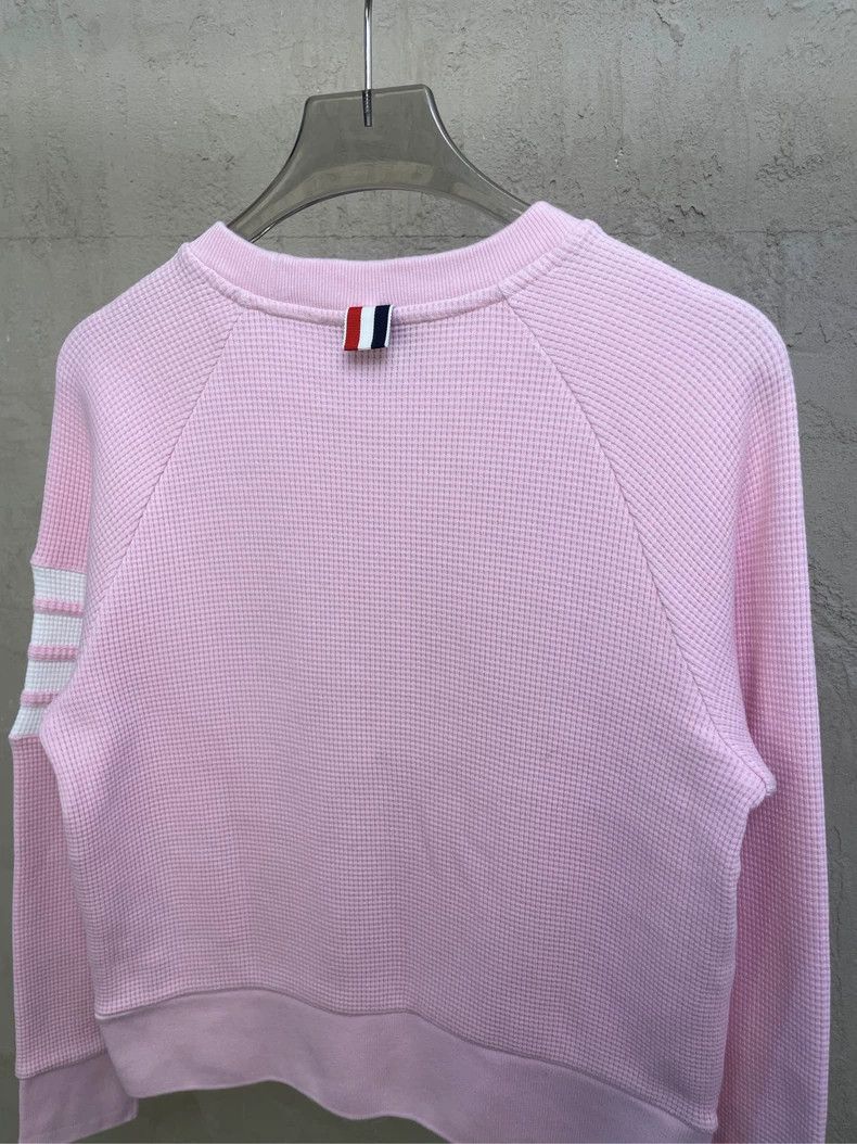 Thom Browne Thom browne Cherry blossom pink four-striped waffle round-n Size S / US 4 / IT 40 - 4 Thumbnail