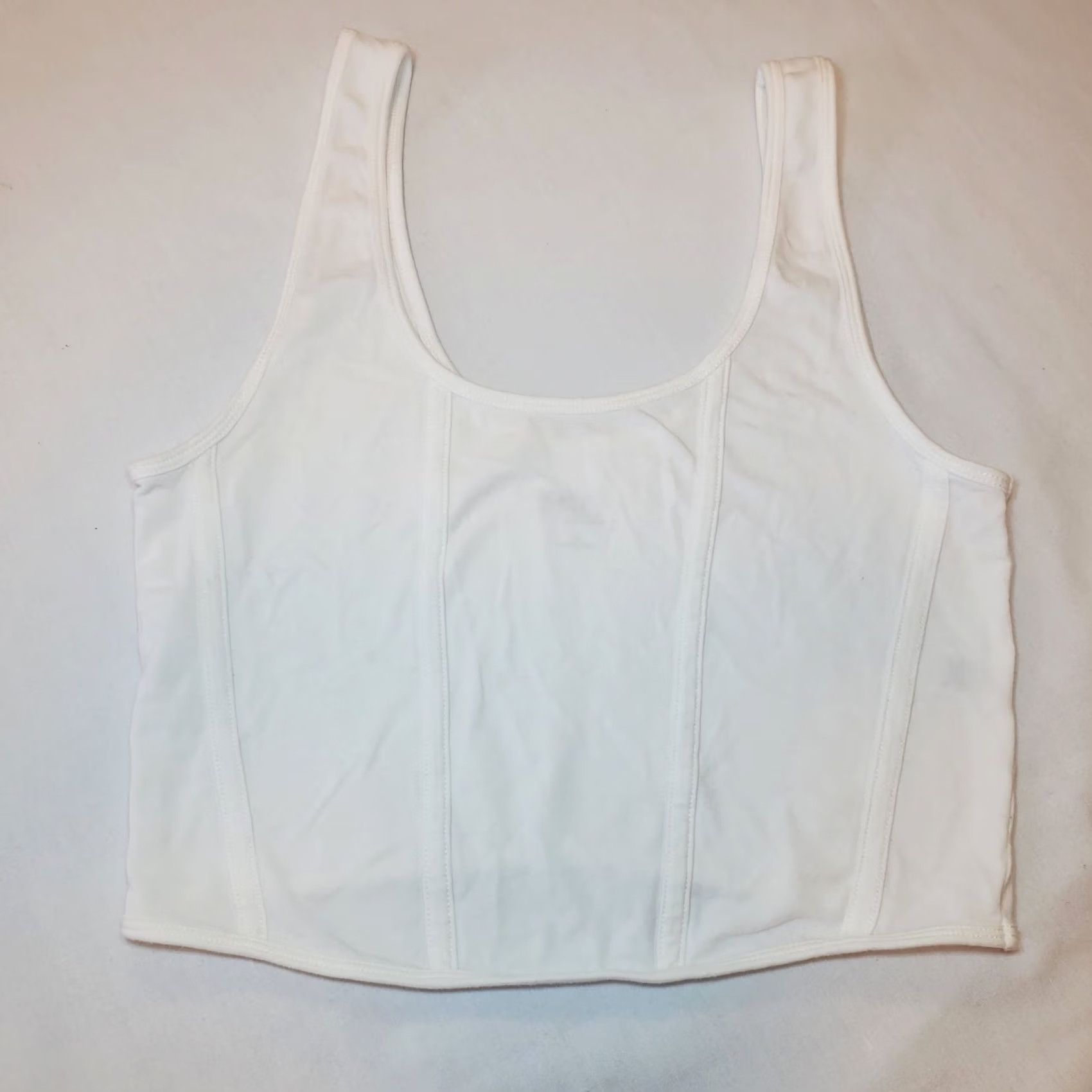 Vintage PAC Cares Womens Tank Cropped White Ribbed Sleeveless Cotton Top M Size M / US 6-8 / IT 42-44 - 5 Thumbnail