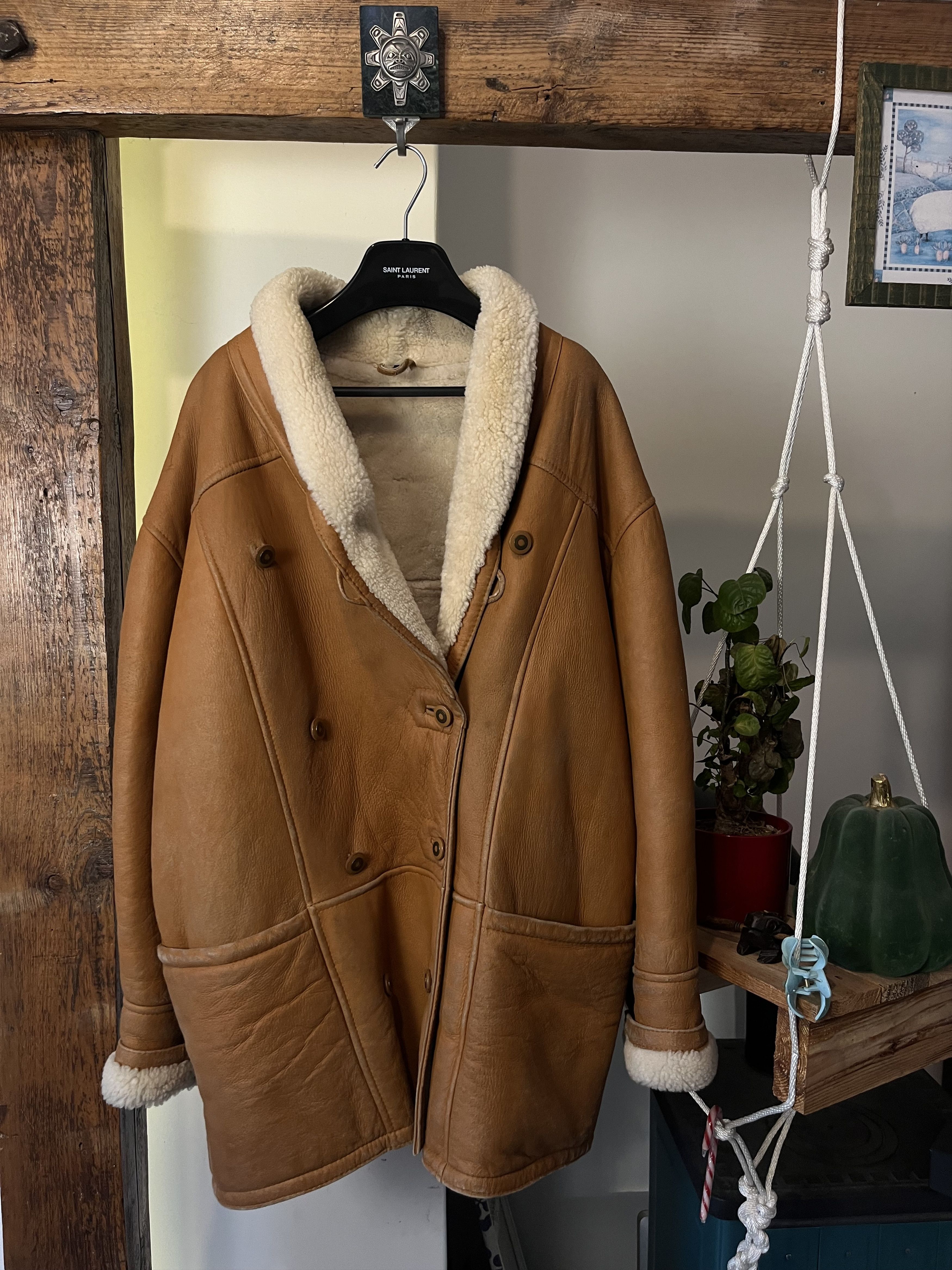 Other Vintage 80s Real Leather Wool Military Heavy Coat Size US L / EU 52-54 / 3 - 2 Thumbnail
