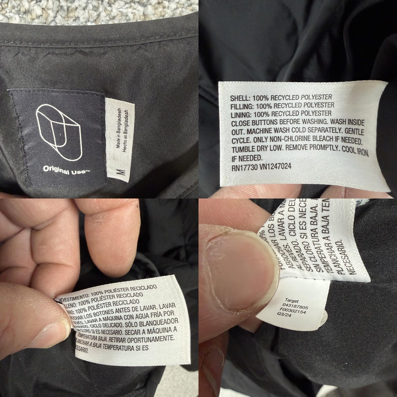 Vintage Original Use Quilted Liner Jacket M Black Men's Jacket Spring/Fall Winter Quilted Pockets Snap Front Casual Streetwear Size US M / EU 48-50 / 2 - 8 Thumbnail
