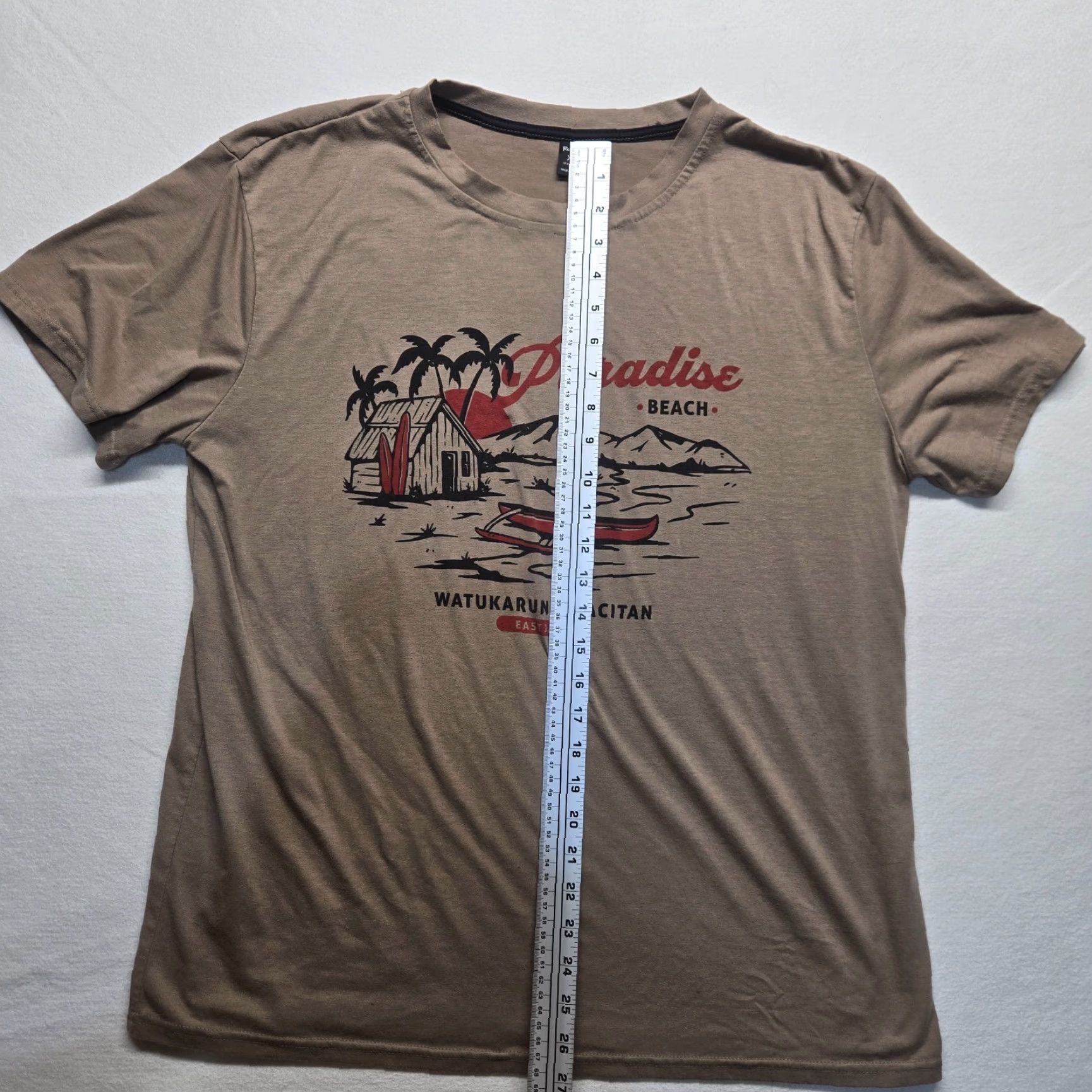 Vintage ROMWE Shirt Adult XL Brown Tee T-Shirt Unisex Travelers Paradise Beach Tropical Mobile: Watukarung Pacitan? Size US XL / EU 56 / 4 - 6 Thumbnail