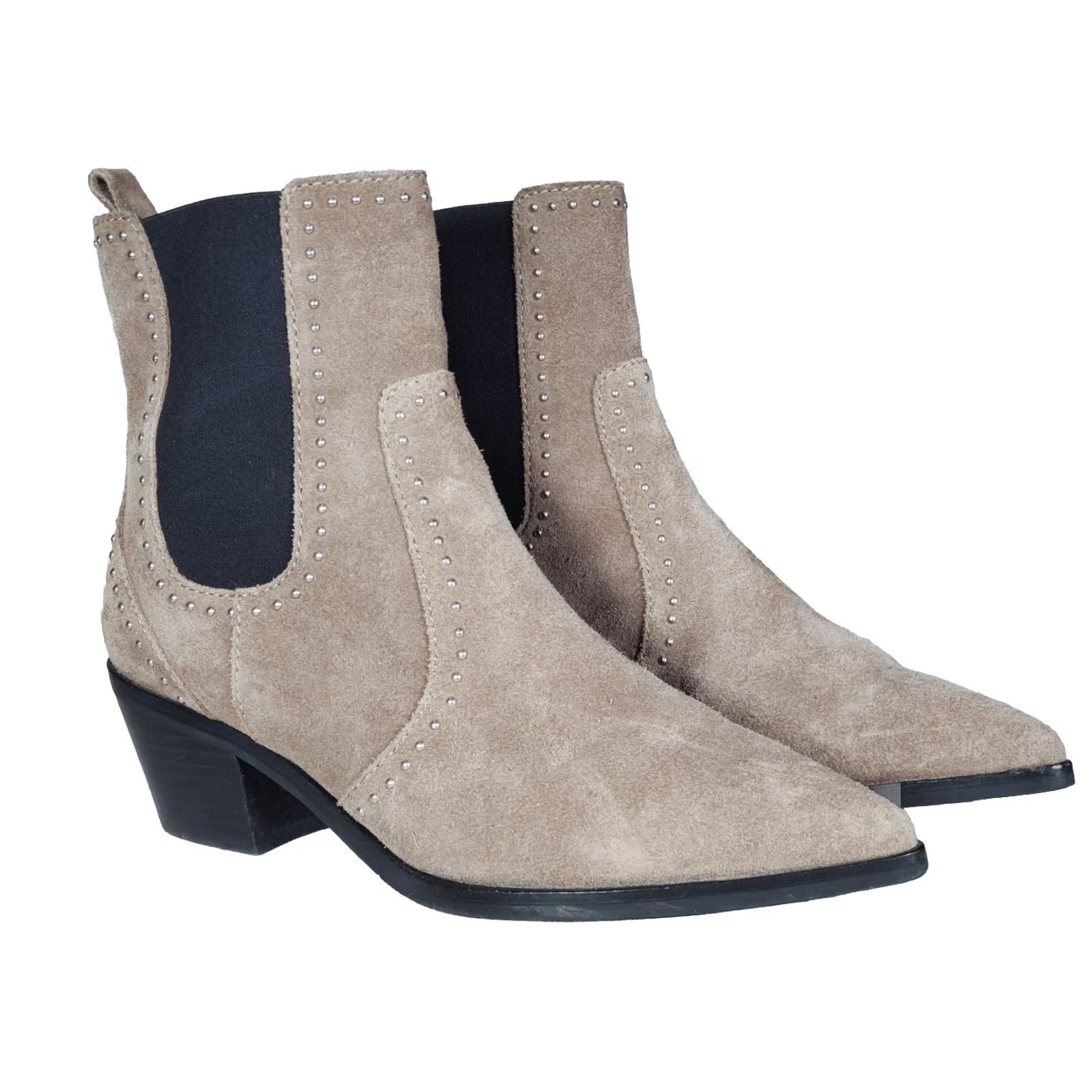 Paige PAIGE Willa Studded Suede Leather Chelsea Ankle Boots Boots Women's Size US 9 Taupe Pointed Toe Block Heel Studded Chelsea Ankle Booties EUC Size US 9 / IT 39 - 2 Thumbnail