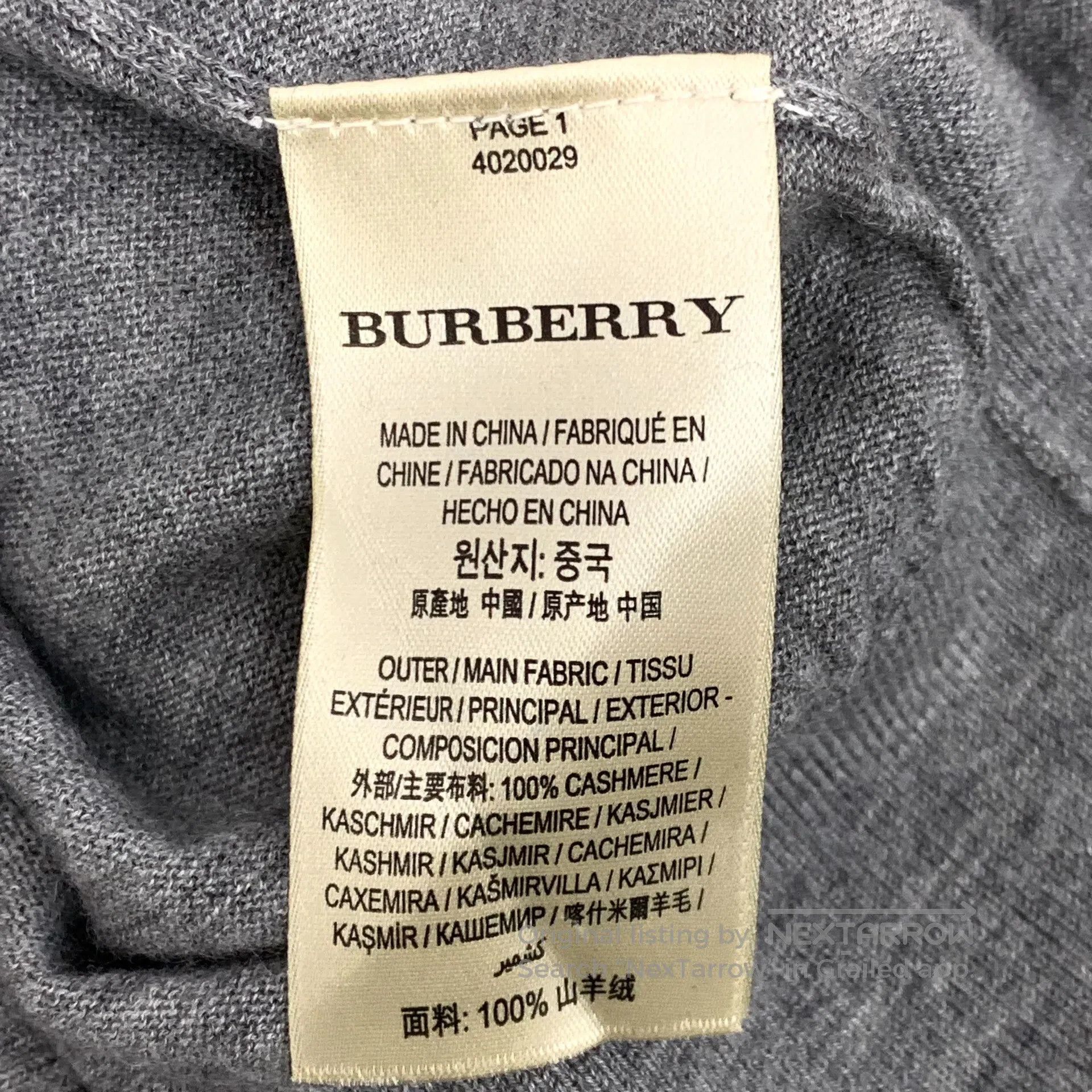 Burberry Burberry Gray Cashmere Round Neck Long-Sleeve Knit Sweater Size US XS / EU 42 / 0 - 6 Thumbnail