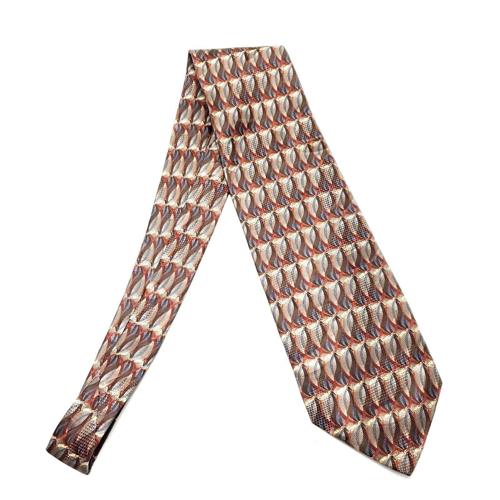 Stafford Stafford Italy Silk Tie Brown Geometric Wide Size ONE SIZE - 6 Thumbnail