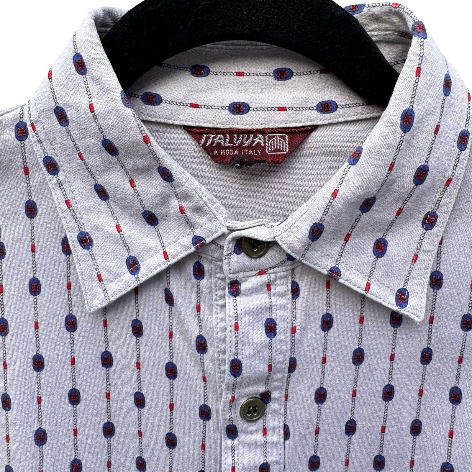 Other Italyva La Moda Italy Mens Grey Geometric Chain Print Button Size US M / EU 48-50 / 2 - 4 Thumbnail