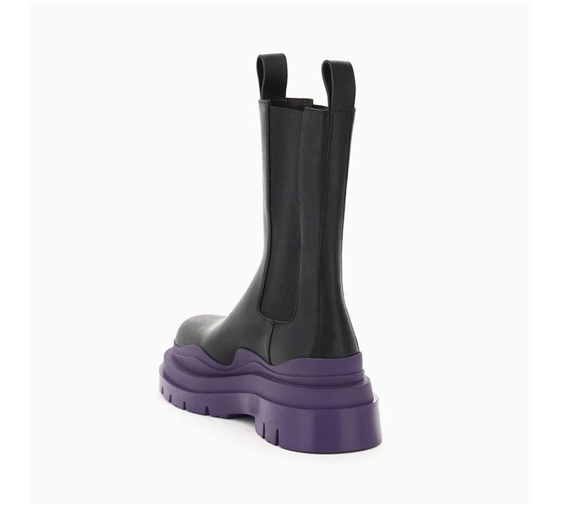 Bottega Veneta o1n1vont1124 Tire Chelsea Boots in Black/Purple Size US 5 / IT 35 - 2 Thumbnail