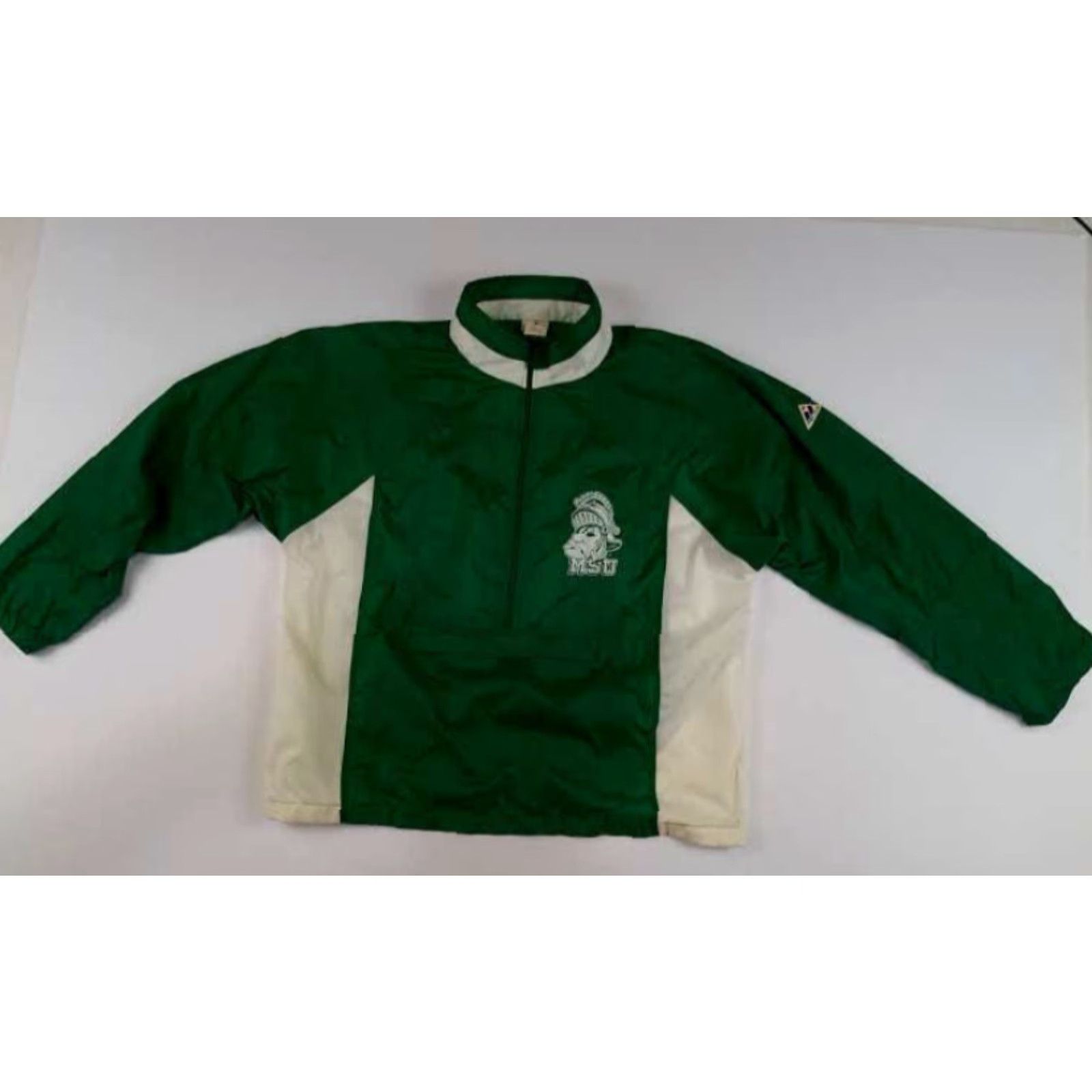 Vintage VINTAGE Apex One Michigan State University Half Zip Hooded Windbreaker XL jacket Unisex Adults Green White 1980s Size US XL / EU 56 / 4 - 3 Thumbnail