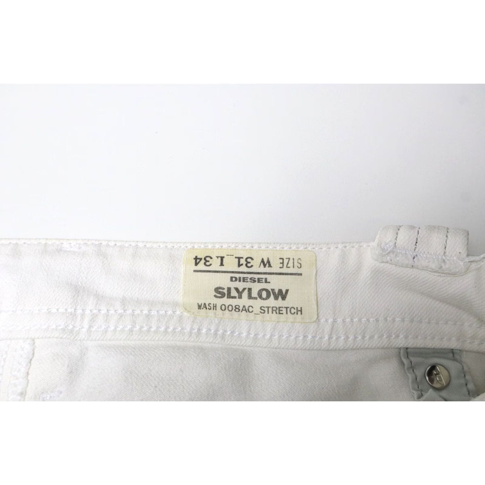 Diesel DIESEL Slylow Stretch 008AC Jeans Mens W31/L34 White Tapered Button Fly Jeans Size US 31 - 6 Thumbnail