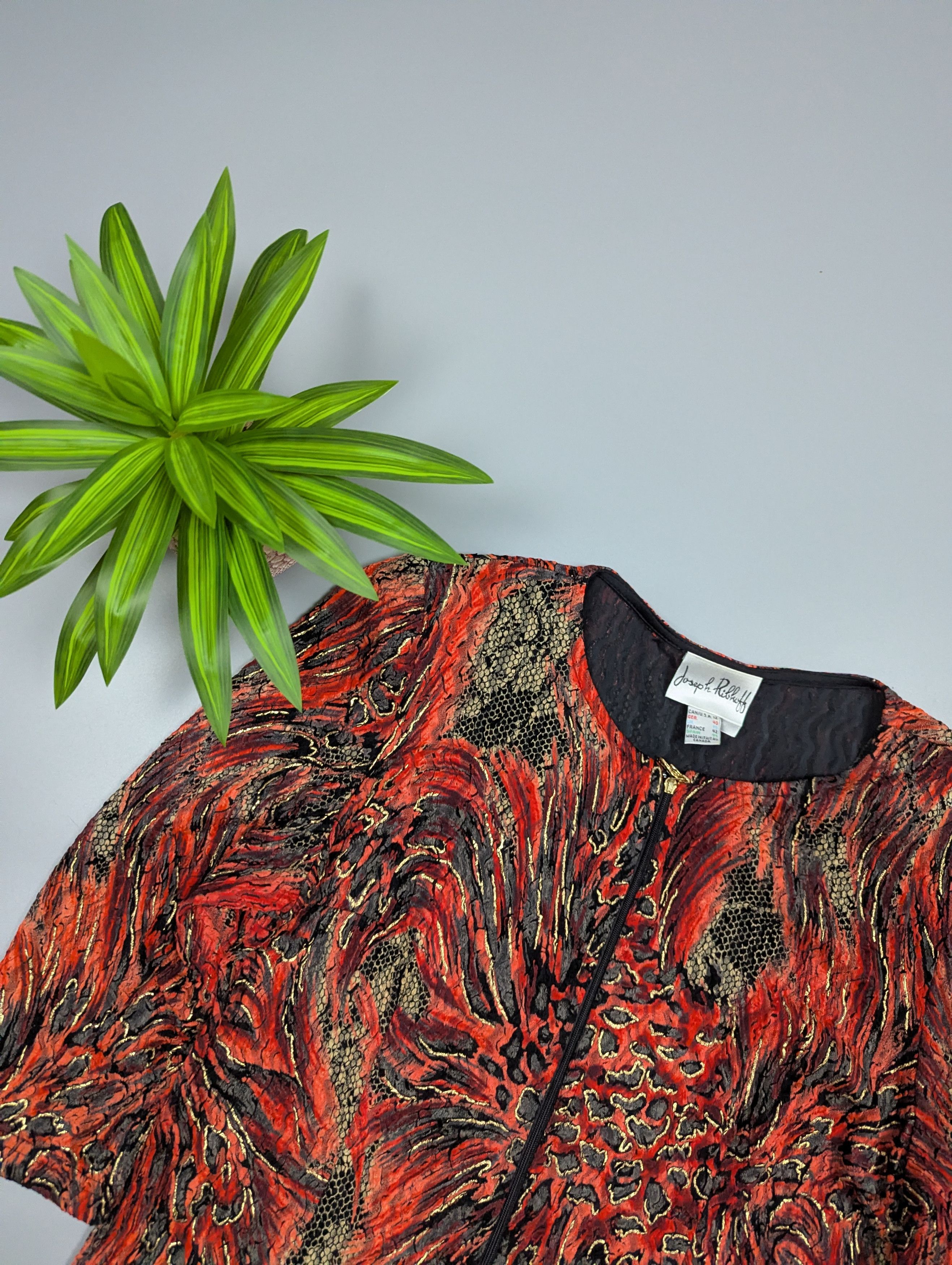 Joseph Ribkoff Vintage Joseph Ribkoff Zip Top Jacket Red Black Gold Size XL / US 12-14 / IT 48-50 - 5 Thumbnail