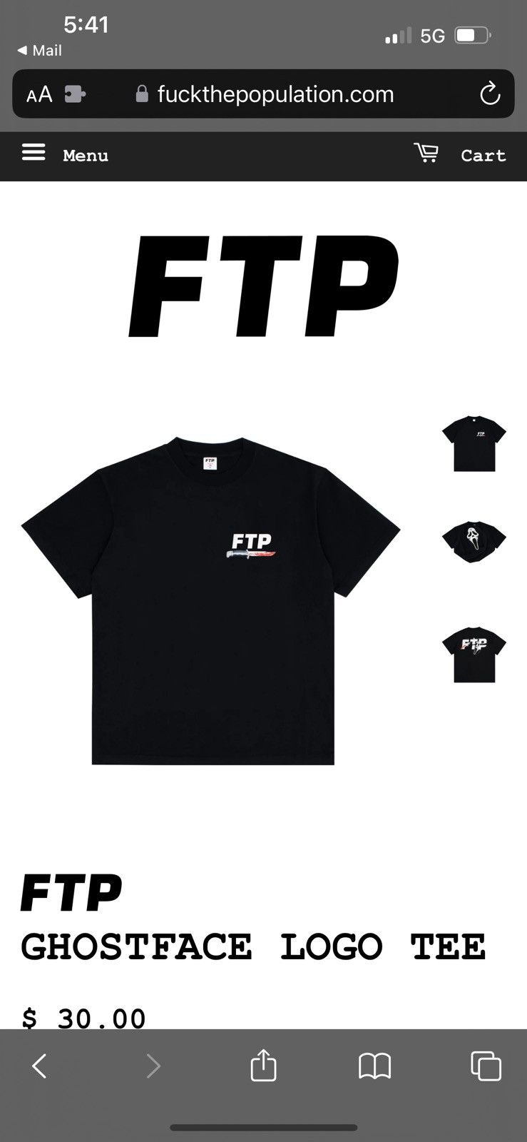 Fuck The Population FTP Ghostface Logo Tee Size US XXL / EU 58 / 5 - 1 Thumbnail