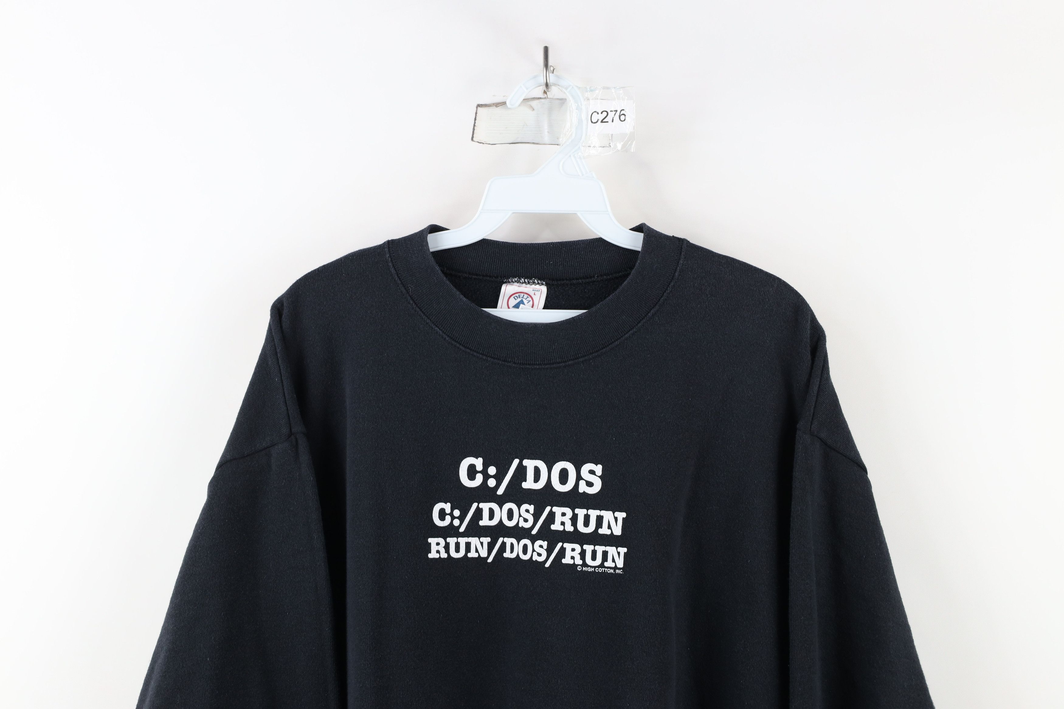 Vintage Vintage 90s Computer Nerd C Dos Run Sweatshirt Black USA Size US L / EU 52-54 / 3 - 2 Thumbnail