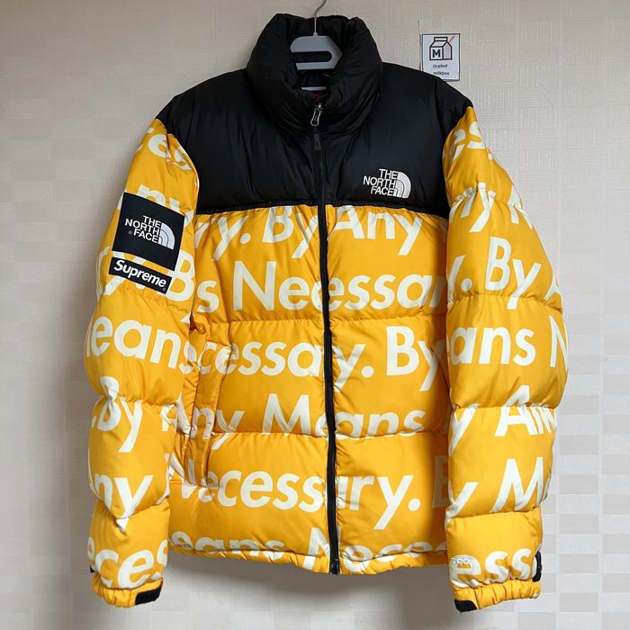 Supreme The North Face By Any Means Necessary Nuptse Jacket Yellow Medium  FW 15 