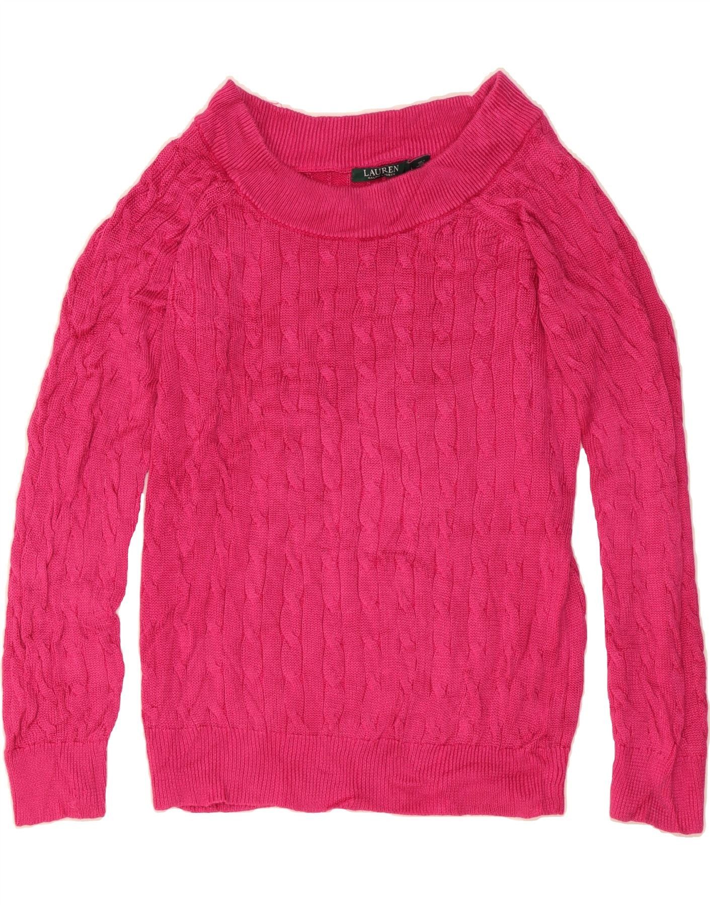 Ralph Lauren Womens Boat Neck Jumper Sweater UK 14 Large Pink Cotton Size L / US 10 / IT 46 - 1 Thumbnail