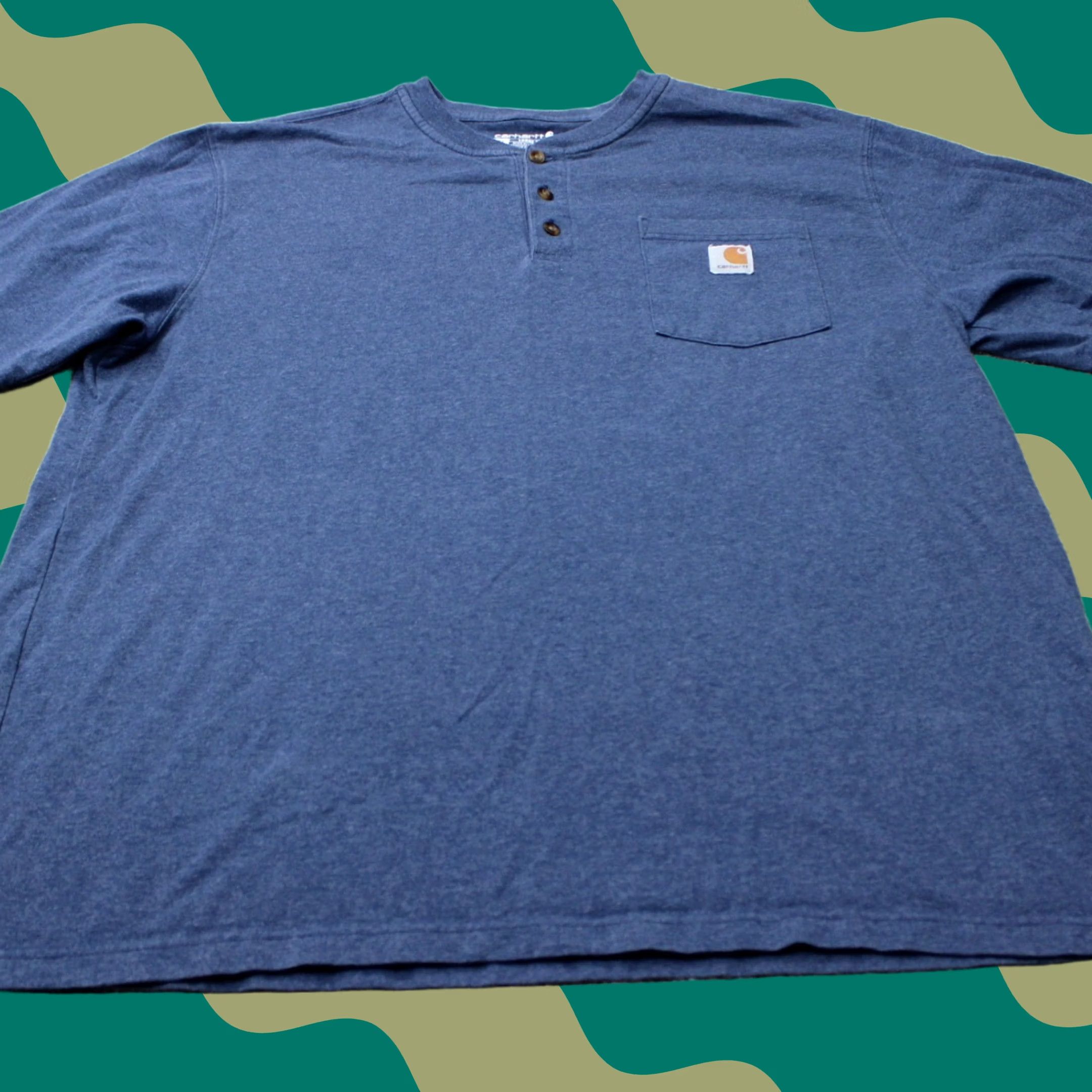 Carhartt Carhartt Henley Shirt Mens XL Blue Short Sleeve Cotton/Polyester Crew Neck T-Shirt Size US XL / EU 56 / 4 - 1 Thumbnail