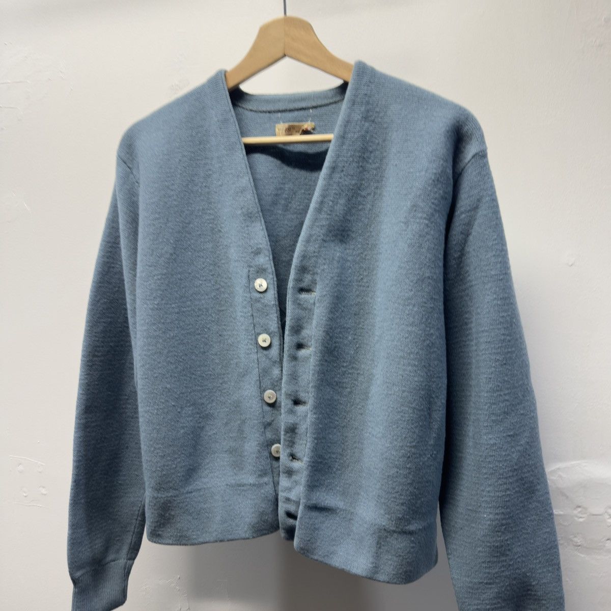 Vintage 50s 60s Wool Knit Cardigan Sweater ERD Grunge Chrome Size US S / EU 44-46 / 1 - 4 Thumbnail