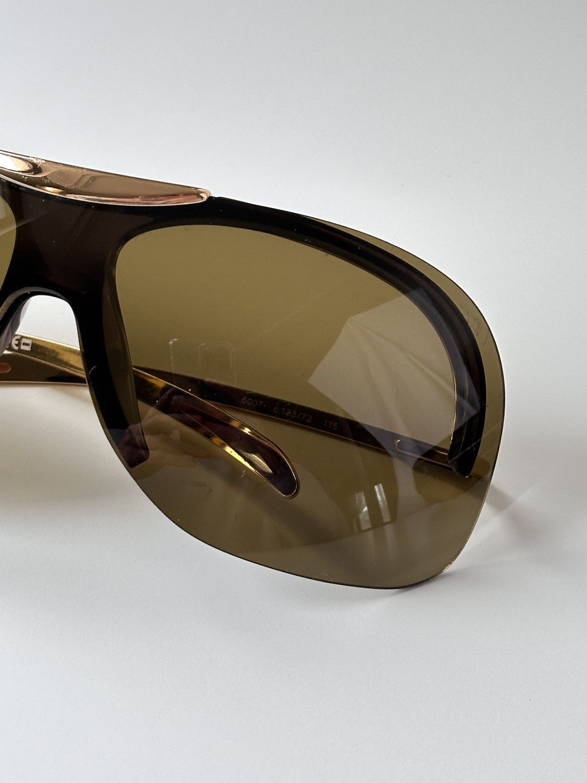 Chanel CHANEL Shield Mask Rimless Brown Gold Sunglasses 6007 Y2K Size ONE SIZE - 15 Thumbnail