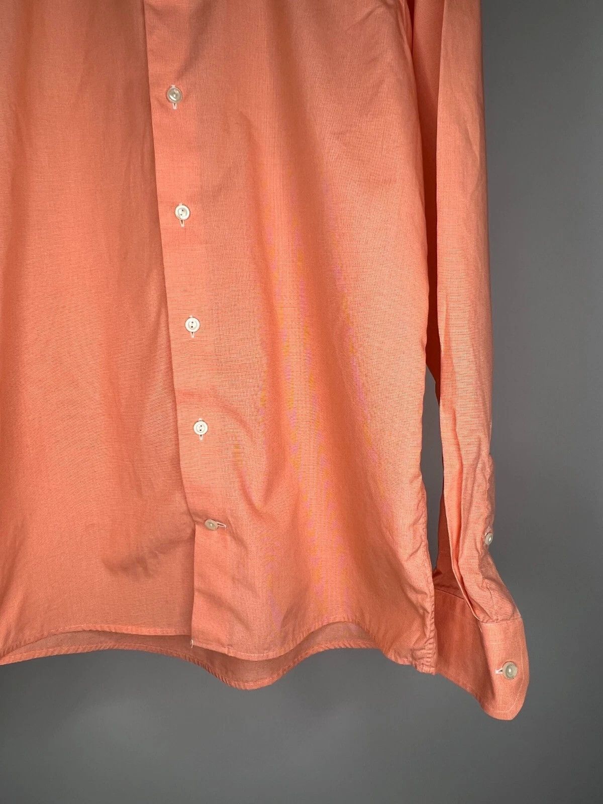 Eton Eton Slim Mens Dress Shirt Orange White Micro Houndstooth Size US M / EU 48-50 / 2 - 5 Thumbnail
