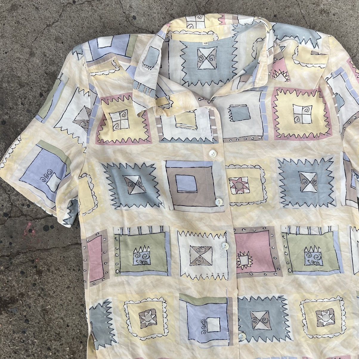 Vintage Vintage Abstract Print Flowers Art Pastel Shirt Button Up Size US XL / EU 56 / 4 - 3 Thumbnail