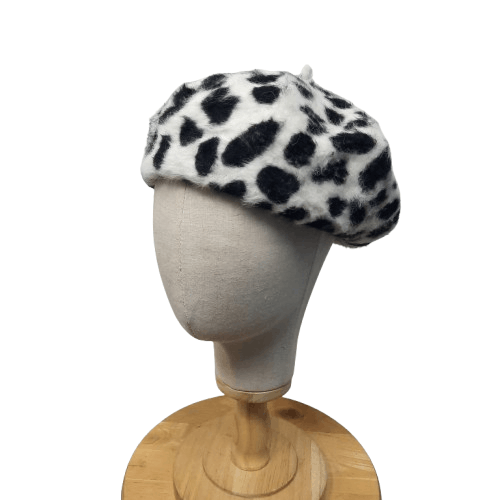 If Six Was Nine 🔮 Japanese brand juze leopard punk style fur beret hat Size ONE SIZE - 1 Thumbnail