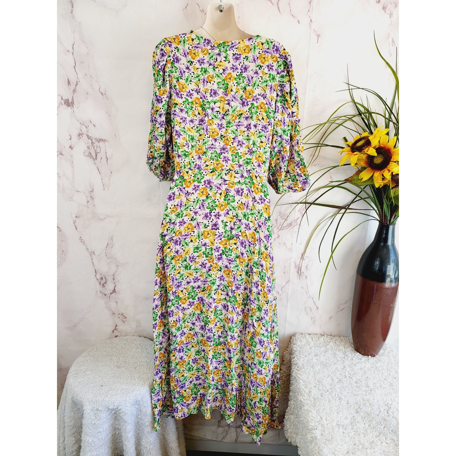 NICHOLAS NICHOLAS Danielle Lace-Up Ruched Floral-Print Crepe Midi Size S / US 4 / IT 40 - 5 Thumbnail