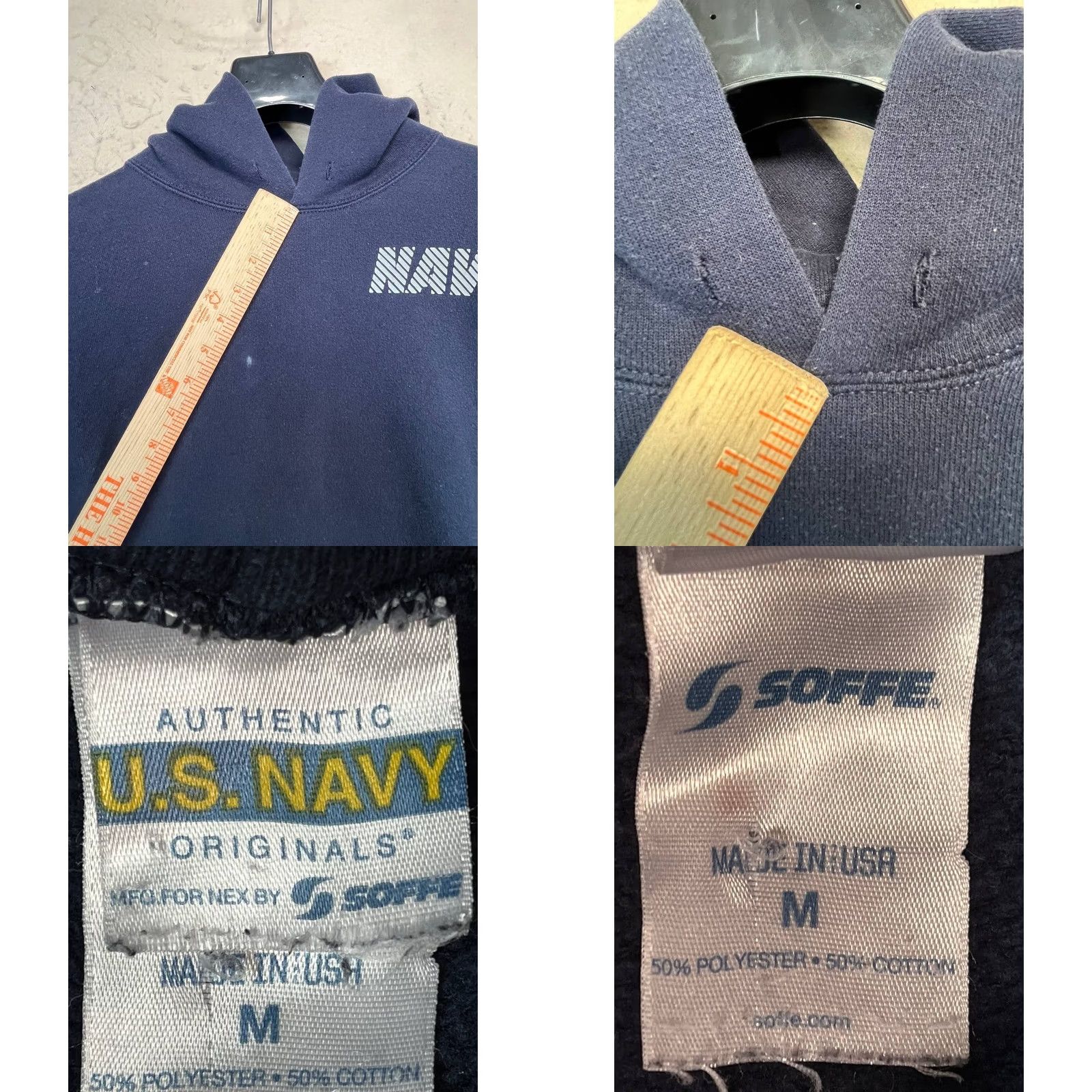Soffe VINTAGE Soffee USA Navy Hoodie Pullover Size M Navy Logo Hooded Sweatshirt Men Size US M / EU 48-50 / 2 - 8 Thumbnail