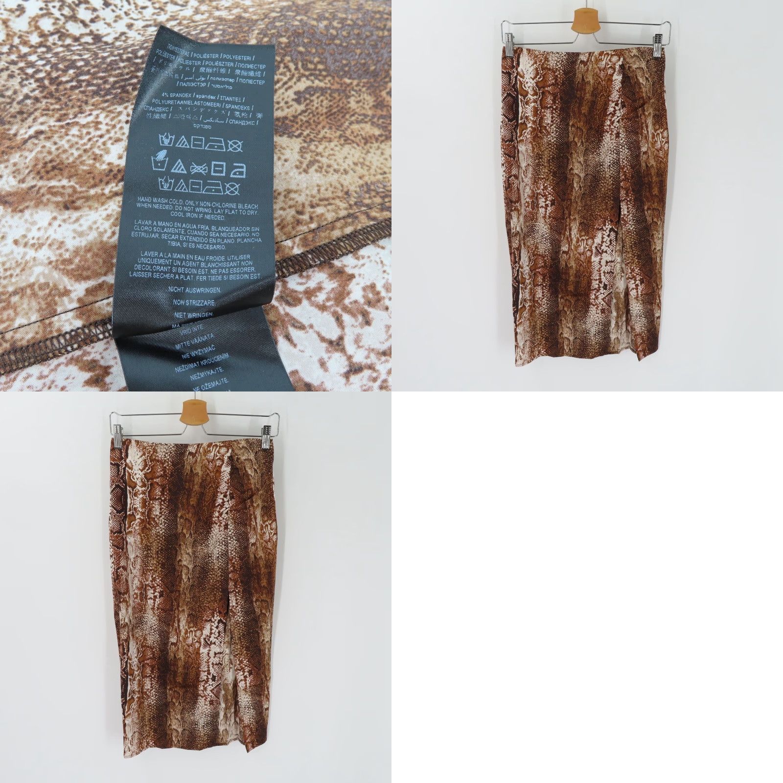 Guess GUESS Women XS Tammie Midi Slit Skirt Snakeskin Python Print Brown NEW Size 26" / US 2 / IT 38 - 8 Thumbnail