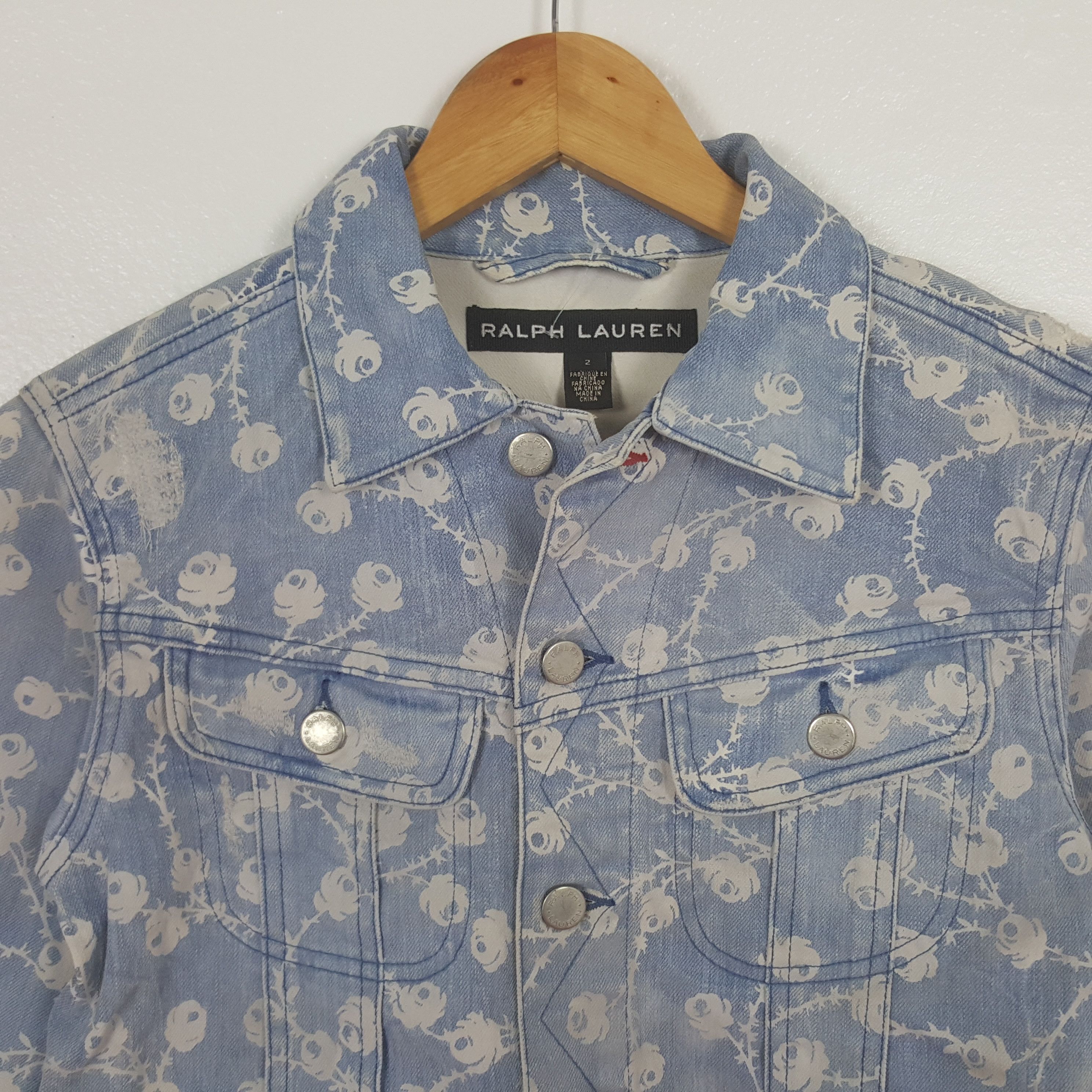 Ralph Lauren Vintage Ralph Lauren American Flowers Denim Jacket C303N14 Size XXS / US 00 / IT 34 - 2 Thumbnail