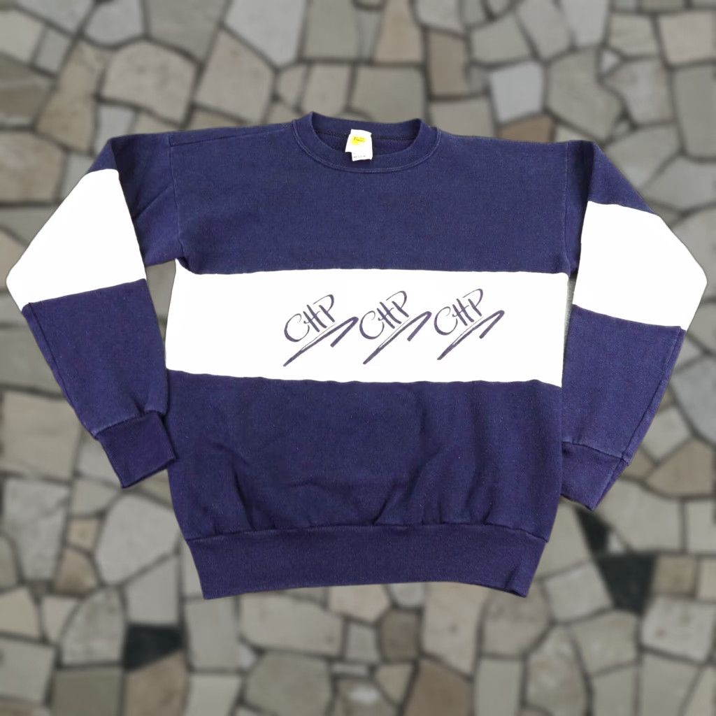 Velva Sheen VINTAGE Veiva Sheen Sweatshirt Men M Blue White Crewneck Pullover Knit Logo 80s Sweatshirt Size US M / EU 48-50 / 2 - 1 Thumbnail