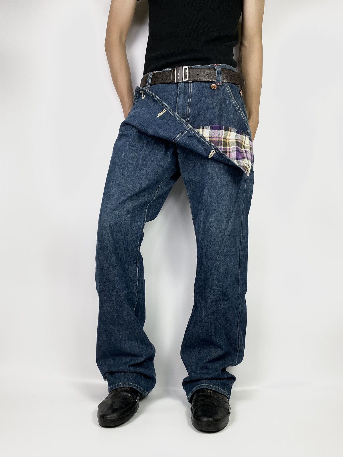 Hysteric Glamour × If Six Was Nine × Japanese Brand Concave attempt jeans tartan double layers pant 32x31 Size US 33 - 18 Thumbnail