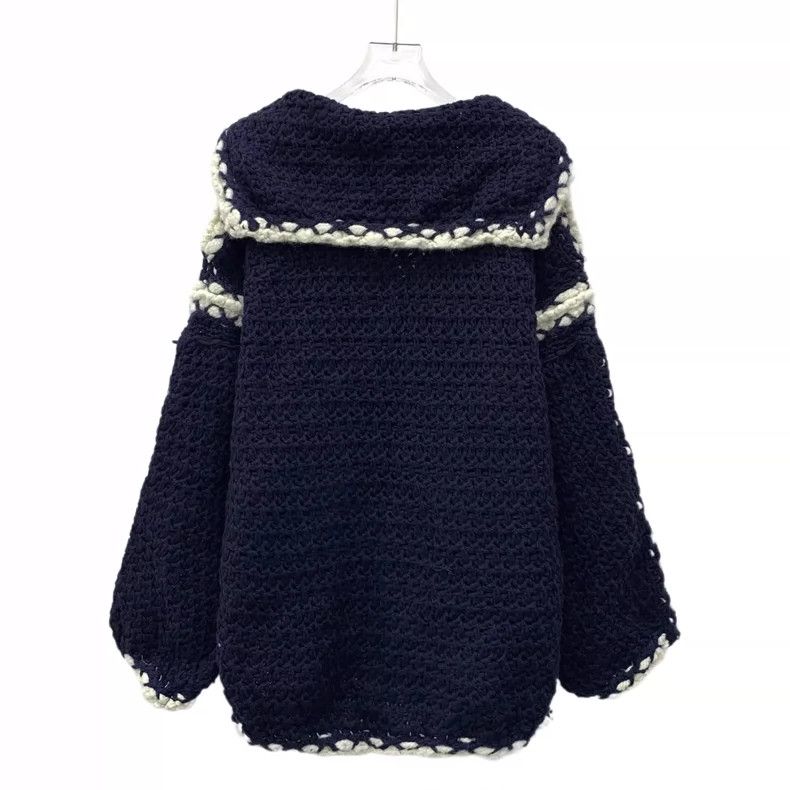 Dior Dior Dark blue wool navy collar long-sleeved knitted jacket Size S / US 4 / IT 40 - 2 Thumbnail
