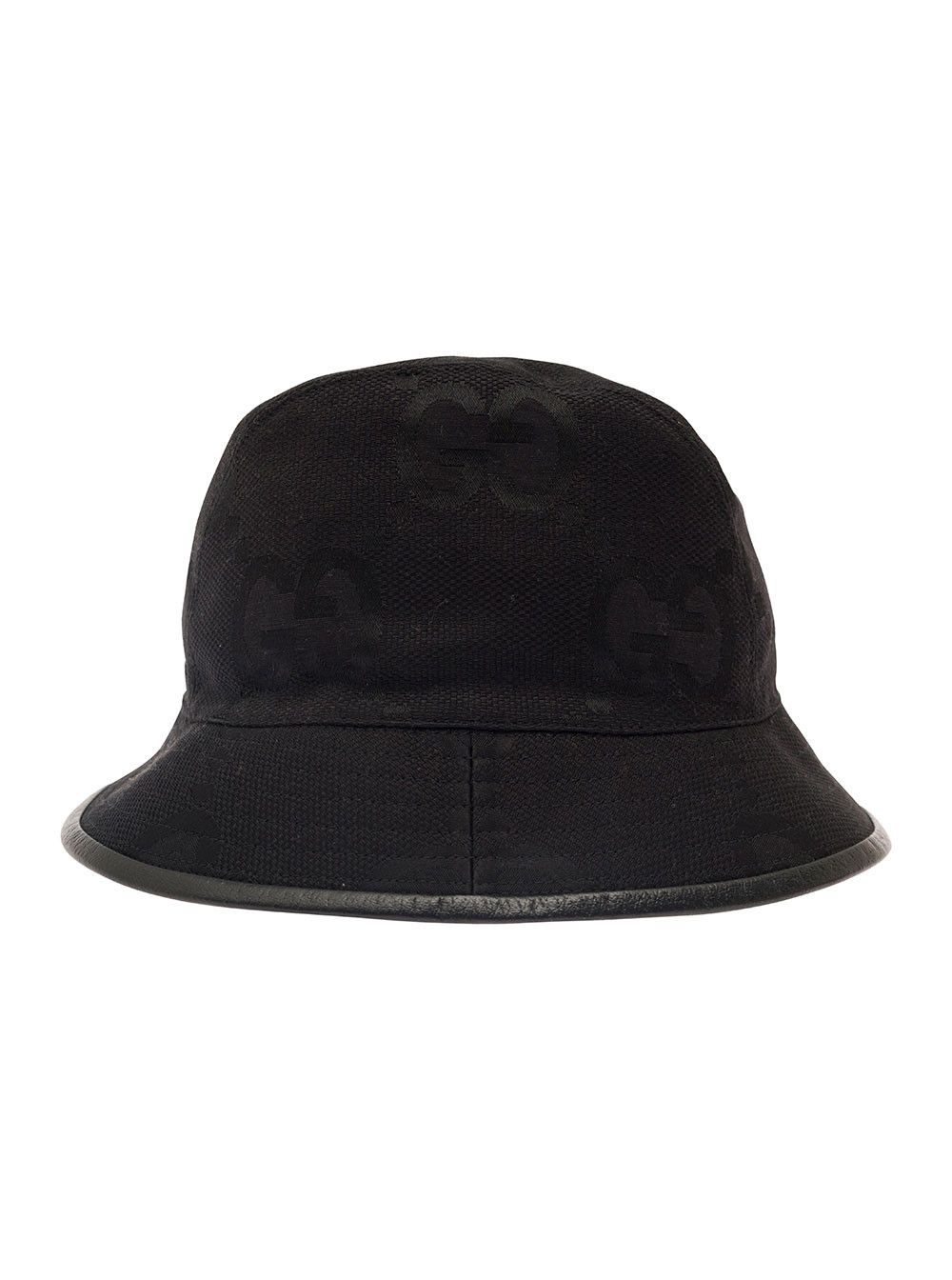 Gucci Black Bucket Hat with Leather Trimmings in GG Jumbo Canvas Man Size ONE SIZE - 1 Thumbnail