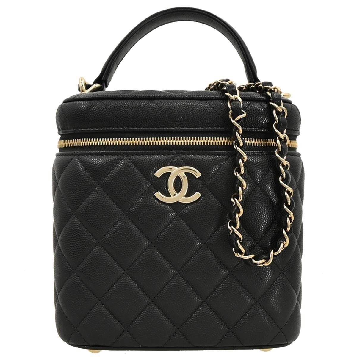 Chanel Chanel CC Top Handle Vanity Case with Chain Quilted Caviar Size ONE SIZE - 1 Thumbnail