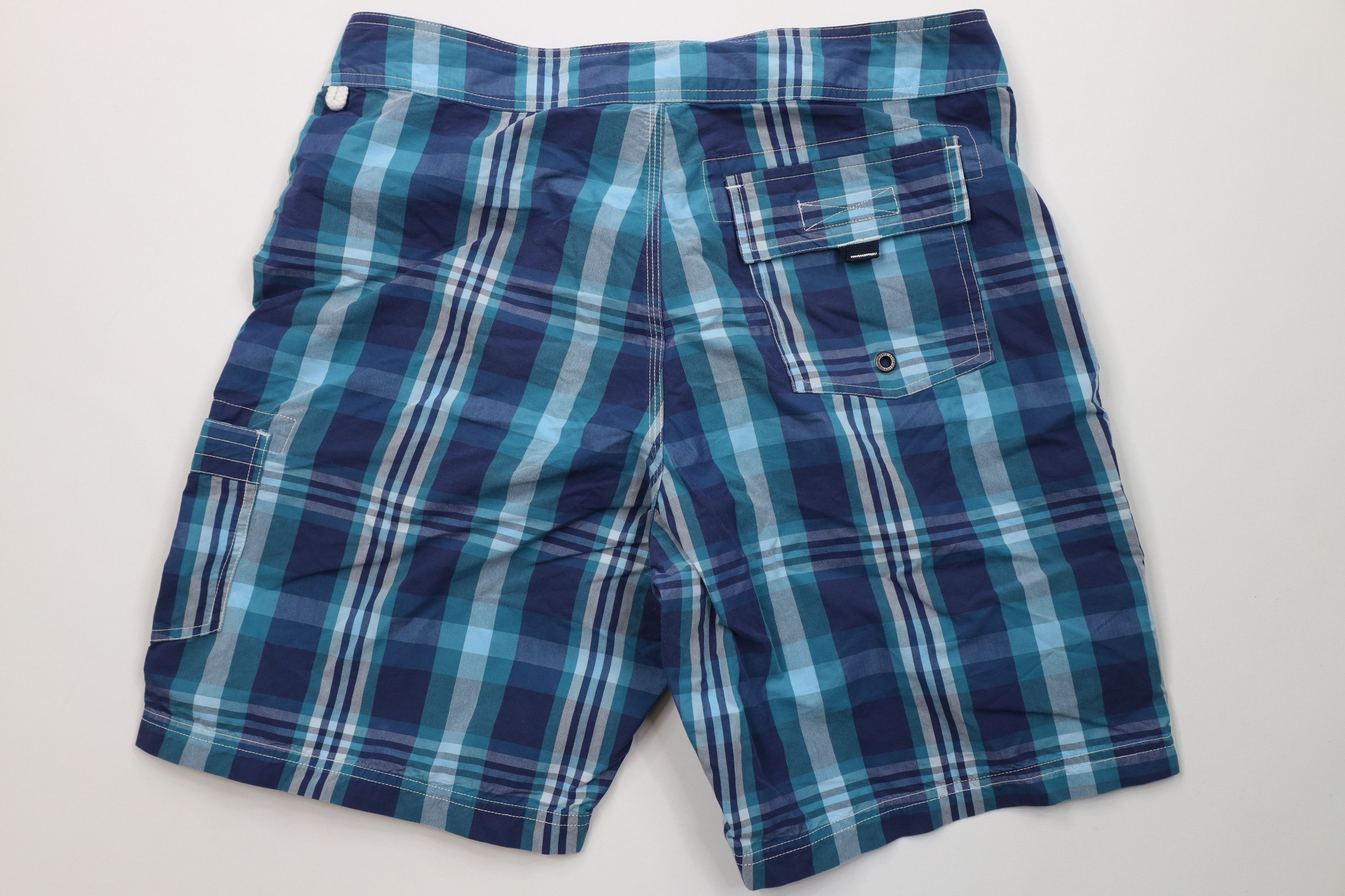 J.Crew J Crew Swimming Board Shorts Swim Trunks Blue Plaid Cotton Size US 31 - 7 Thumbnail