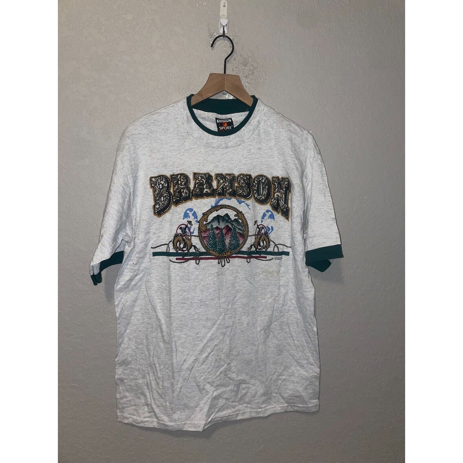 Signal Sport Vintage Branson Shirt Cowboy Mountain Gray 90s Tee VTG L Size US L / EU 52-54 / 3 - 1 Thumbnail