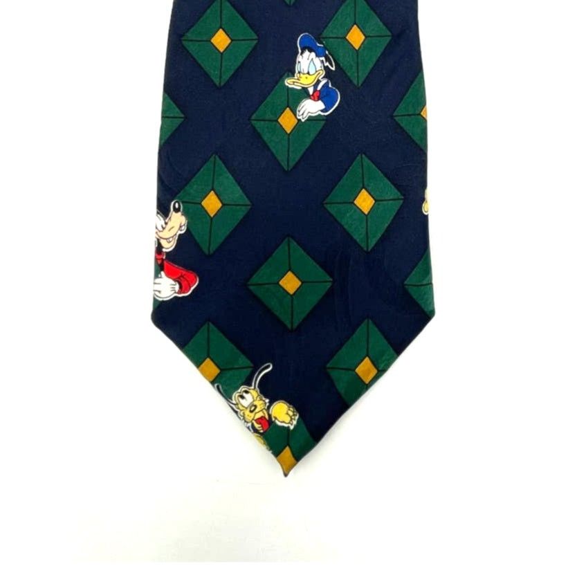 Disney Disney Mickey Inc Silk Tie Vintage 90s Neckwear Navy Blue Size ONE SIZE - 1 Thumbnail