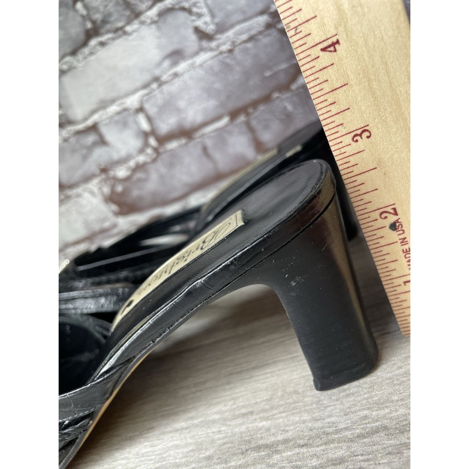 Brighton Brighton Black Leather Croc Embossed Mules Slides Sandals Wo Size US 9.5 / IT 39.5 - 19 Thumbnail