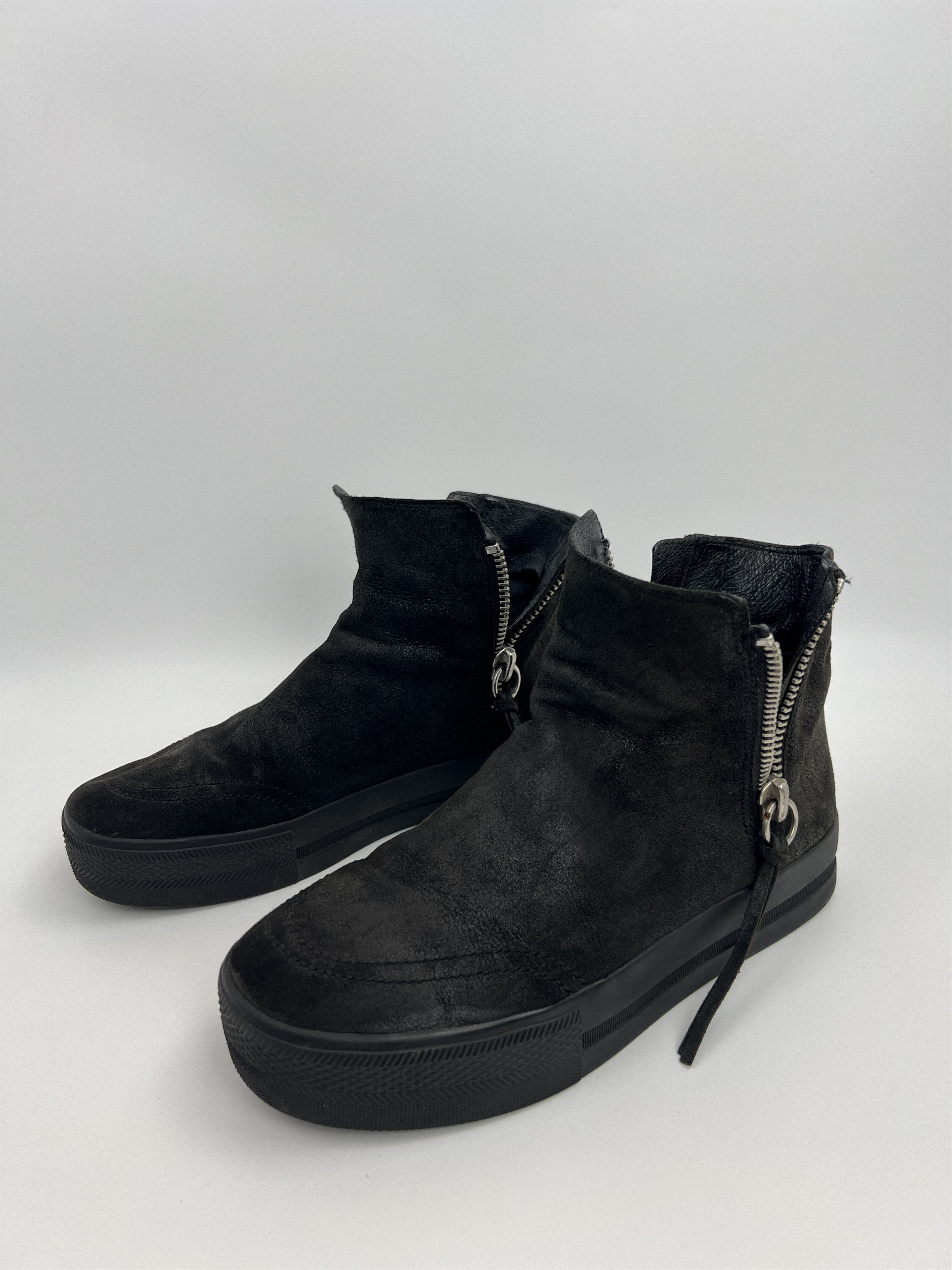 ASH Y2K ASH Black Leather Ankle Boots Zippers Avant Garde Style Size US 9 / IT 39 - 10 Thumbnail