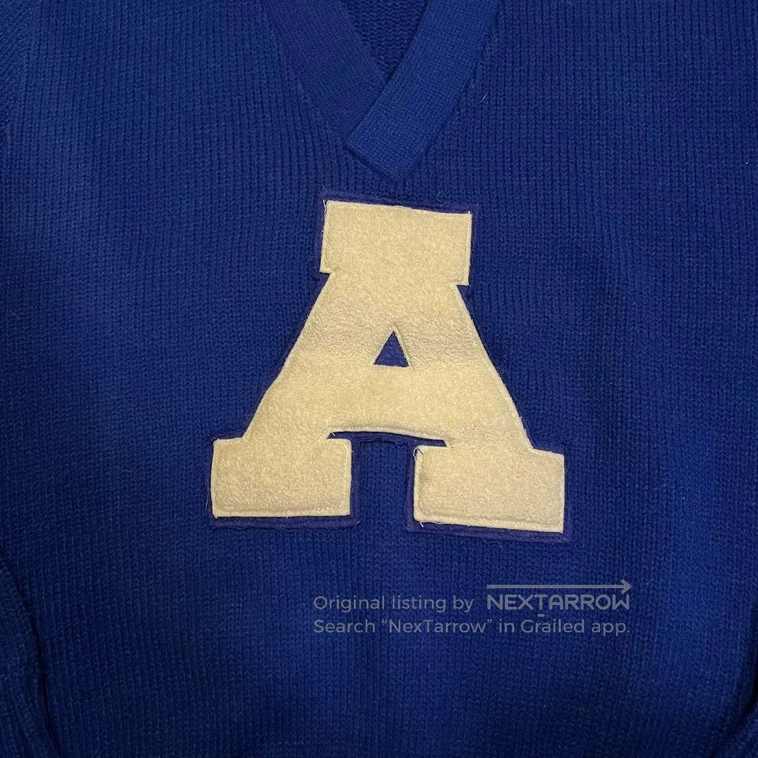 Vintage 70s Vintage Letterman Sweater in Blue. Size US M / EU 48-50 / 2 - 2 Thumbnail