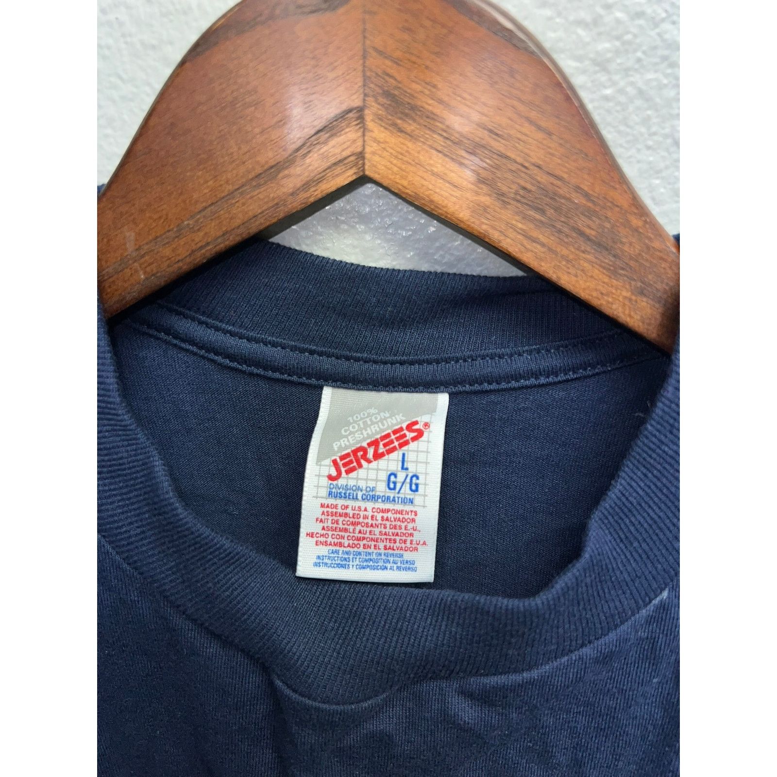Jerzees 90s Vintage Dark Blue Blank Shirt Jerzees USA Made L Large Size US L / EU 52-54 / 3 - 5 Thumbnail