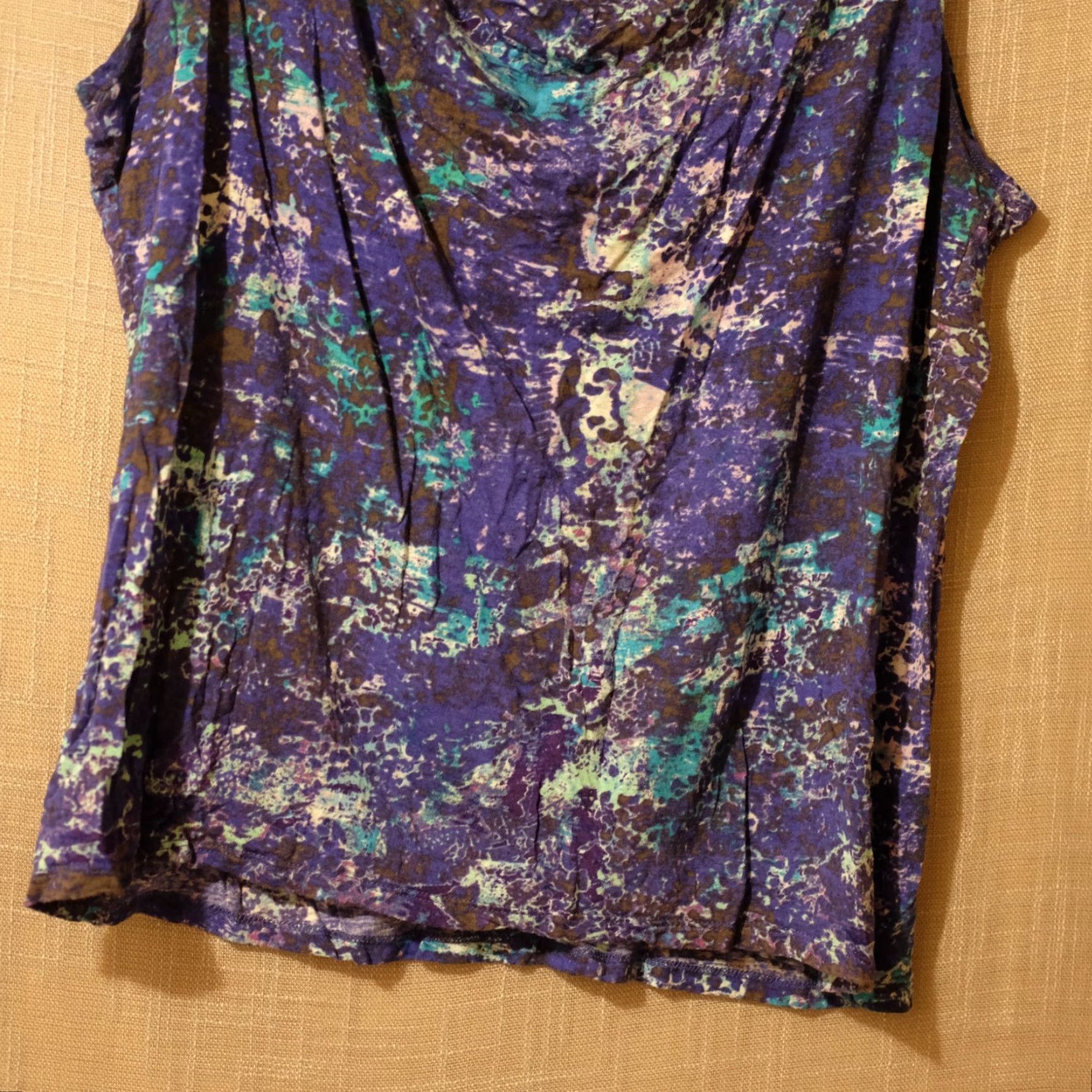 Mossimo Mossimo Sleeveless Top Cowl Neck 100% Rayon Super Soft Women's L Multicolor Shirt Adult Womens Blouse Casual Modern 21'' 23'' (H79-22) Size L / US 10 / IT 46 - 3 Thumbnail