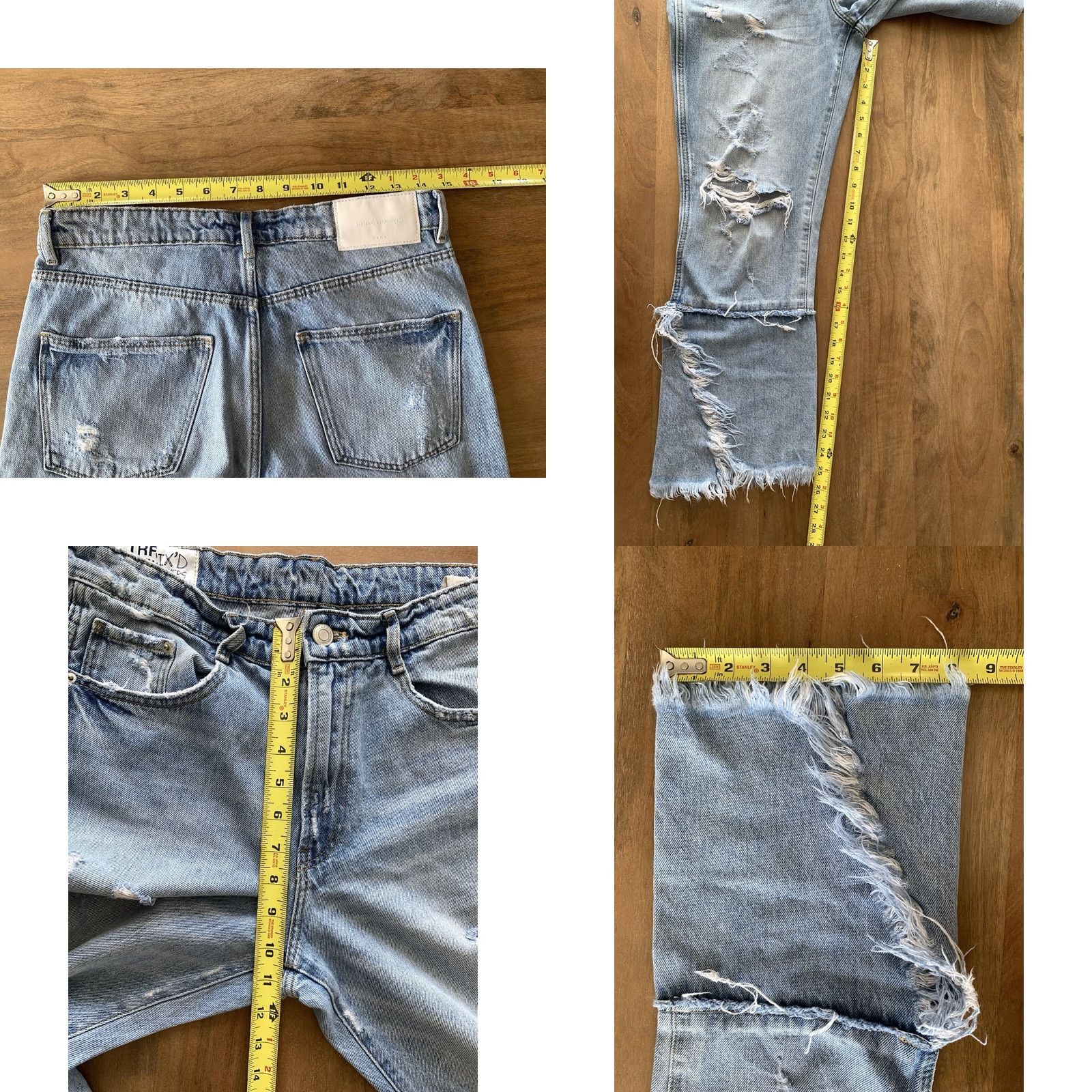Zara ZARA TRF IX'D Relaxed Straight Jeans Womens 6 (29x26) Split Hem Grunge Destroyed Jeans Size 28" / US 6 / IT 42 - 8 Thumbnail