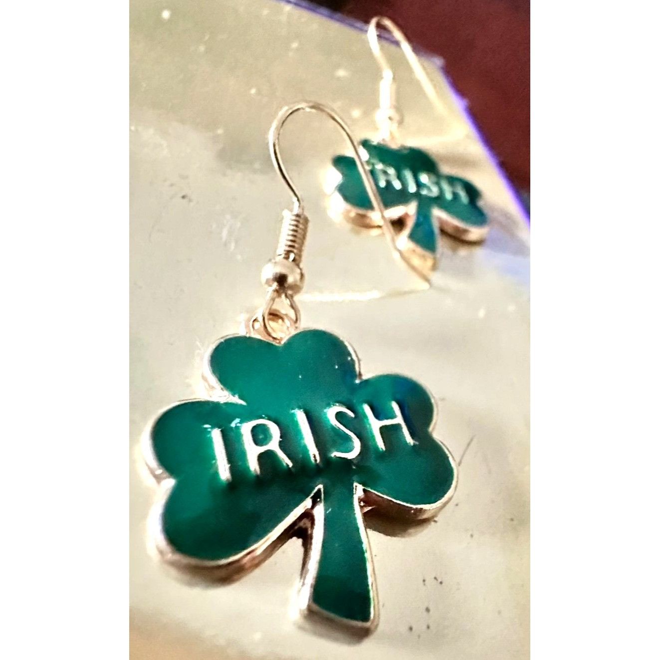 Handmade St Patricks Day Shamrock Earrings Dangle Hooks New Irish Fes Size ONE SIZE - 11 Thumbnail