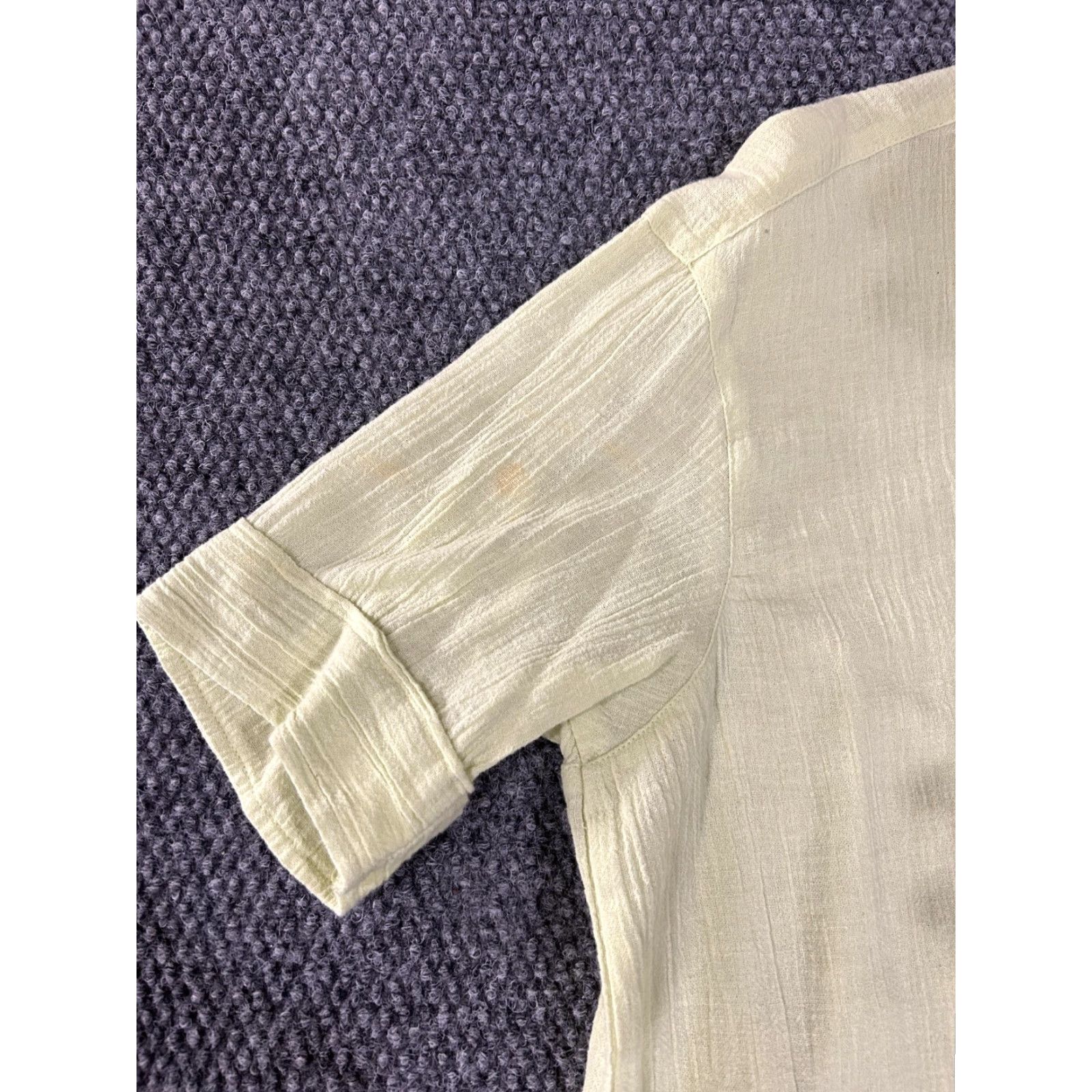 Orvis Orvis Shirt Womens Medium Light Yellow Textured Cotton Short Sleeve Pullover Size M / US 6-8 / IT 42-44 - 4 Thumbnail