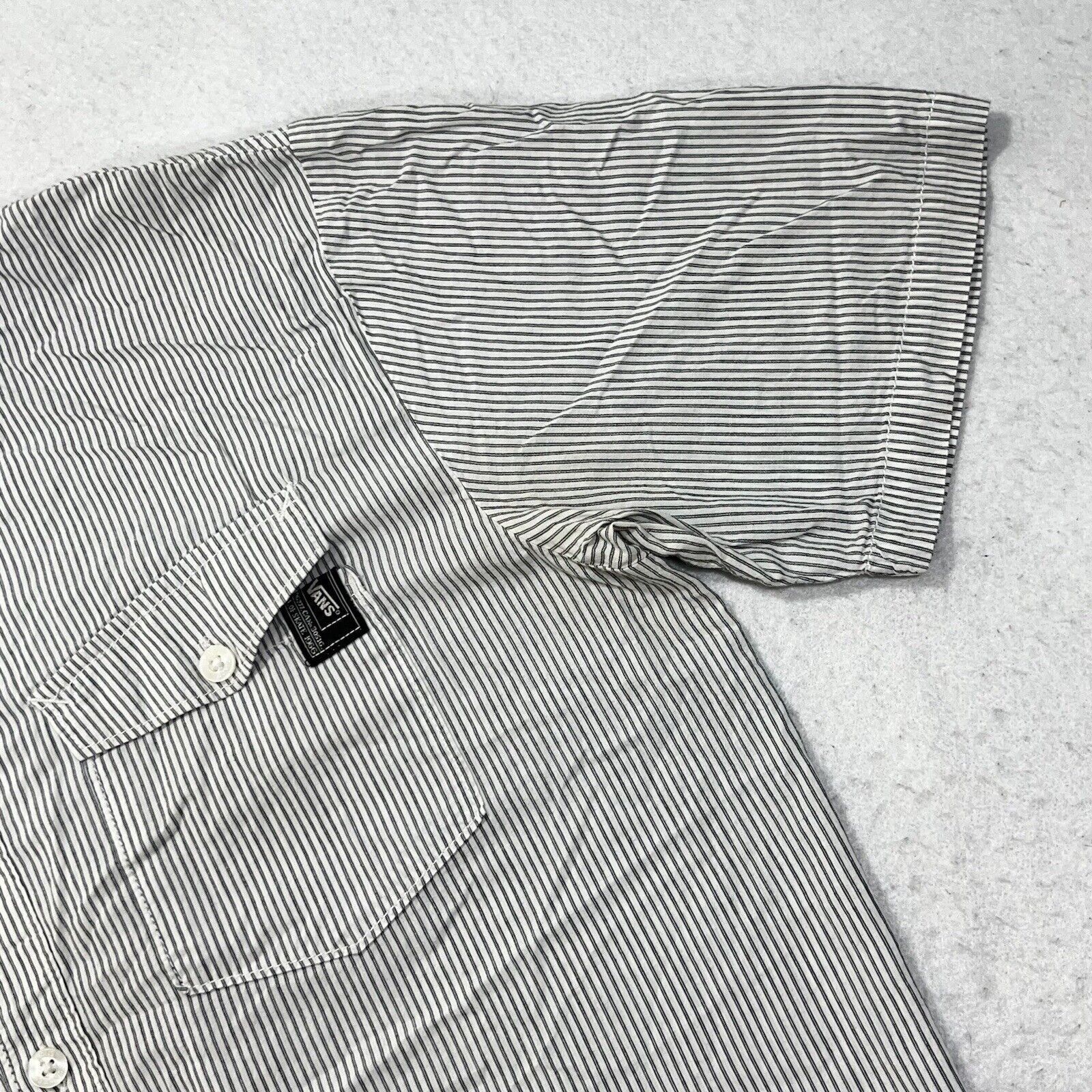 Vans VANS Off The Wall Button Down White Gray Striped Shirt Size US M / EU 48-50 / 2 - 4 Thumbnail