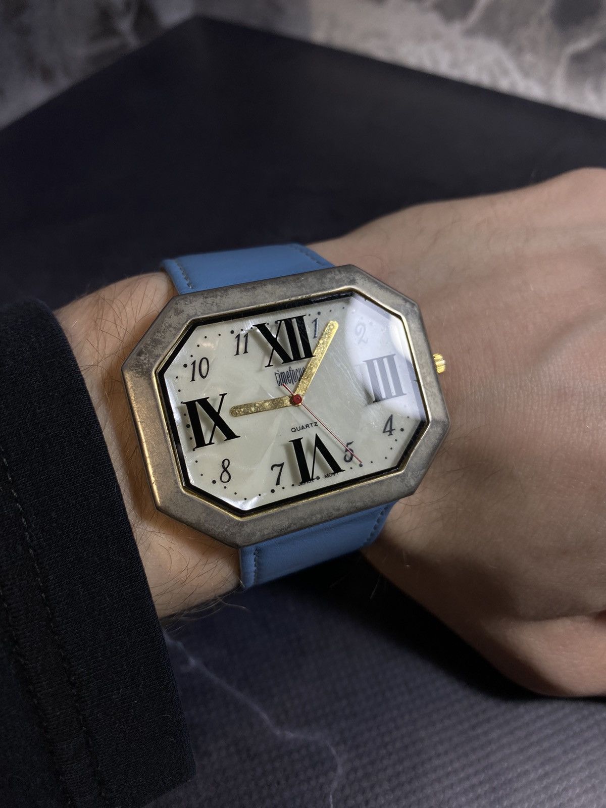 Vintage Octagonal Watch with Roman Numerals Japanese brand