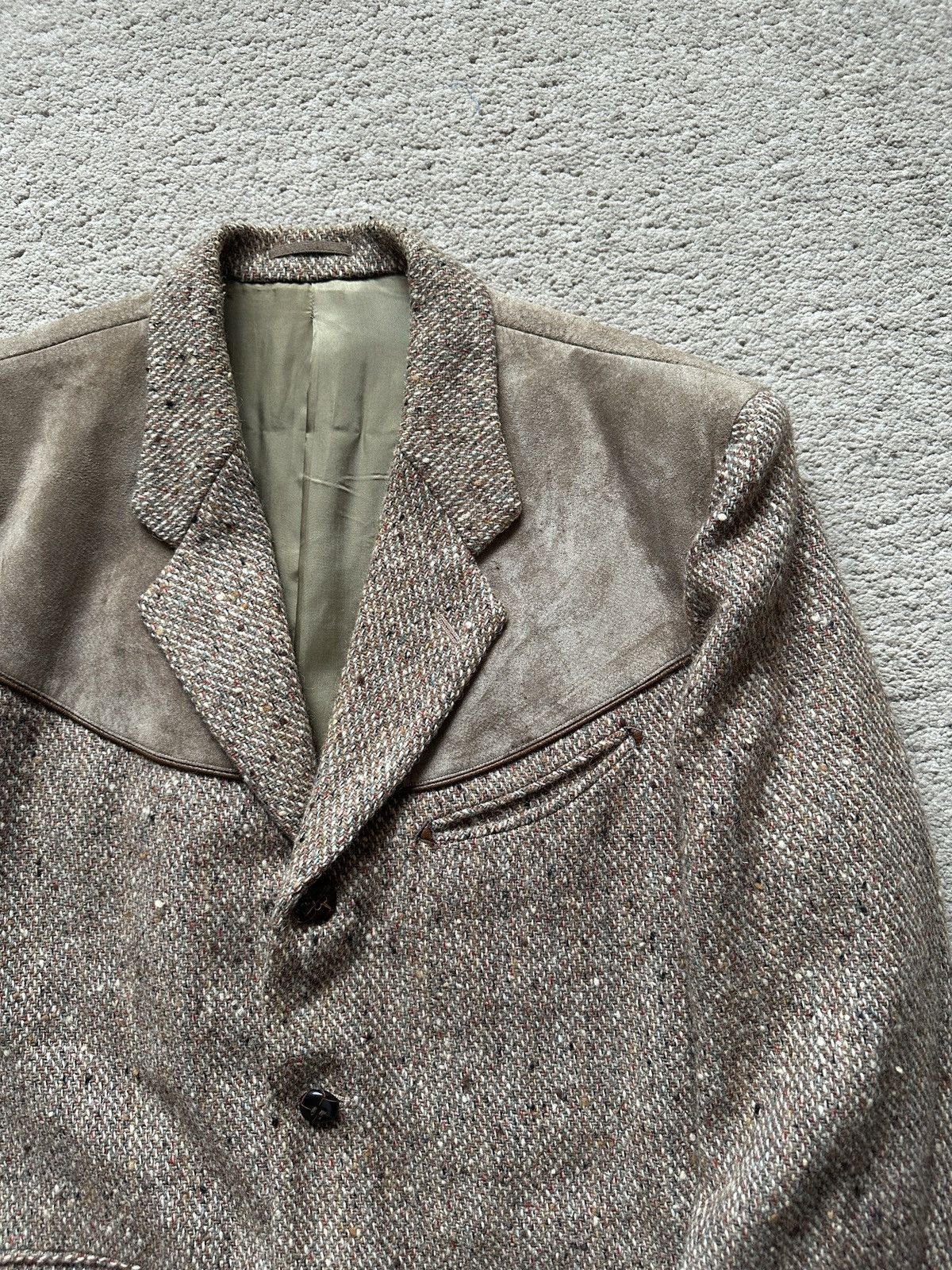 Yohji Yamamoto 1990s Work’s Tweed Leather Jacket Size US L / EU 52-54 / 3 - 8 Thumbnail